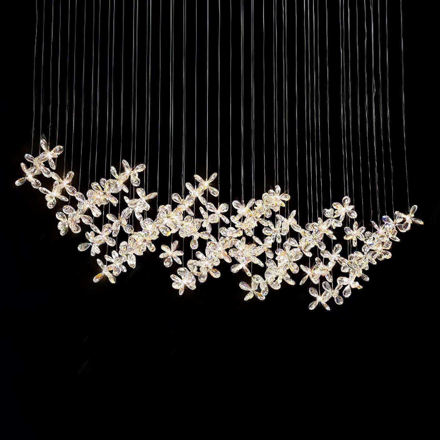 Dune Chandelier Crystal Butterfly Floral Cluster-Neutral Decor