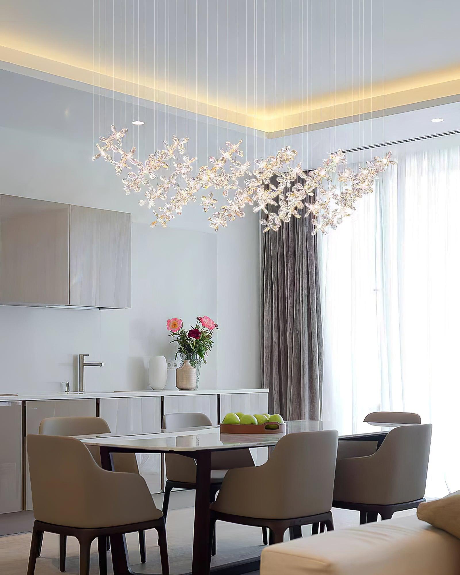Dune Chandelier Crystal Butterfly Floral Cluster-Neutral Decor