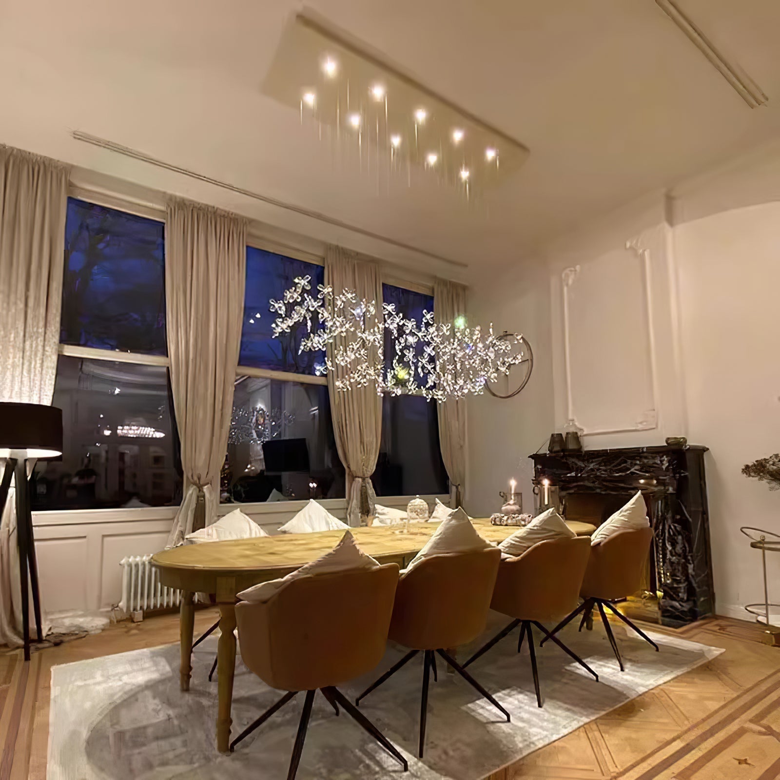 Dune Chandelier Crystal Butterfly Floral Cluster-Neutral Decor