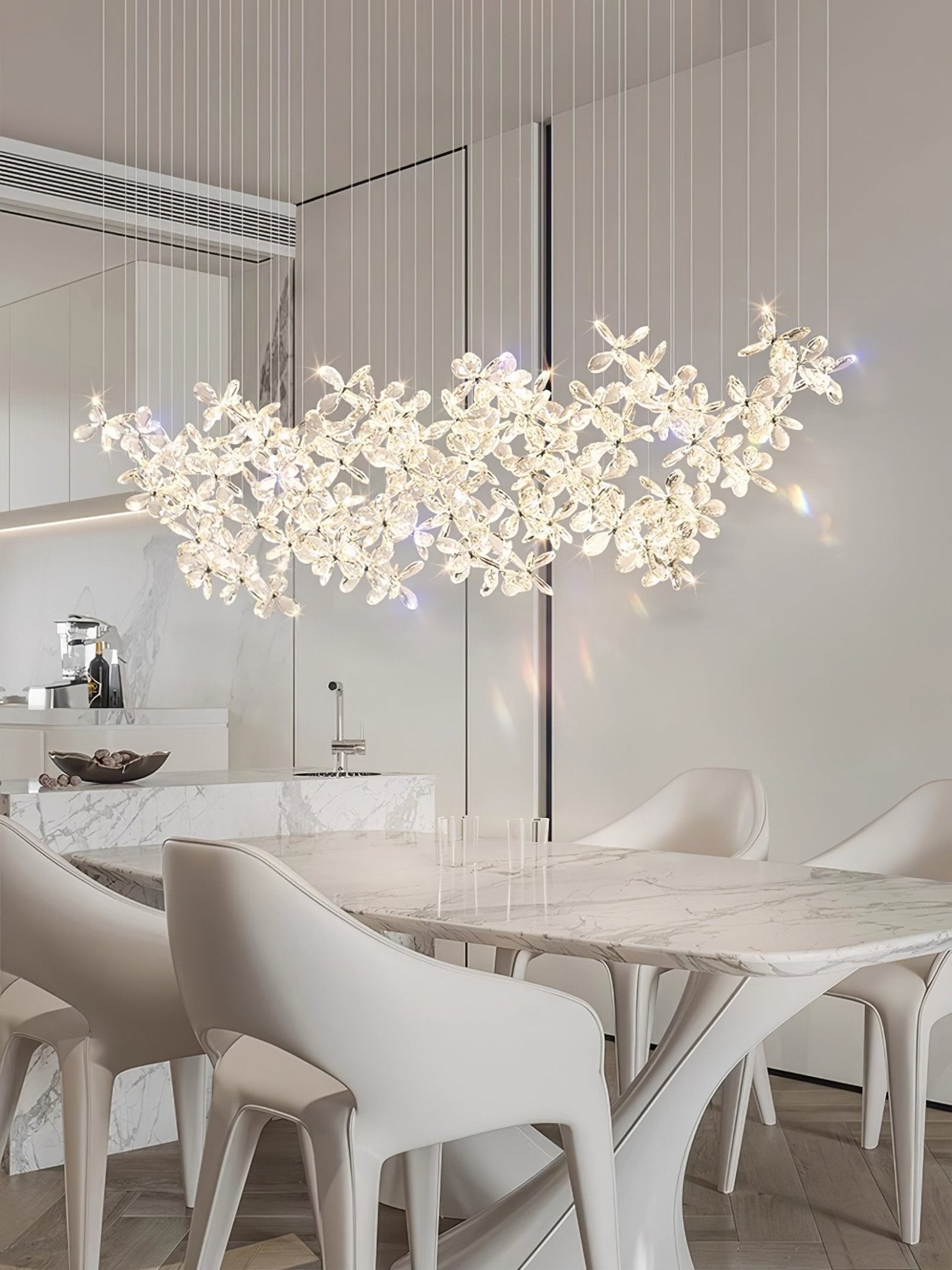 Dune Chandelier Crystal Butterfly Floral Cluster-Neutral Decor