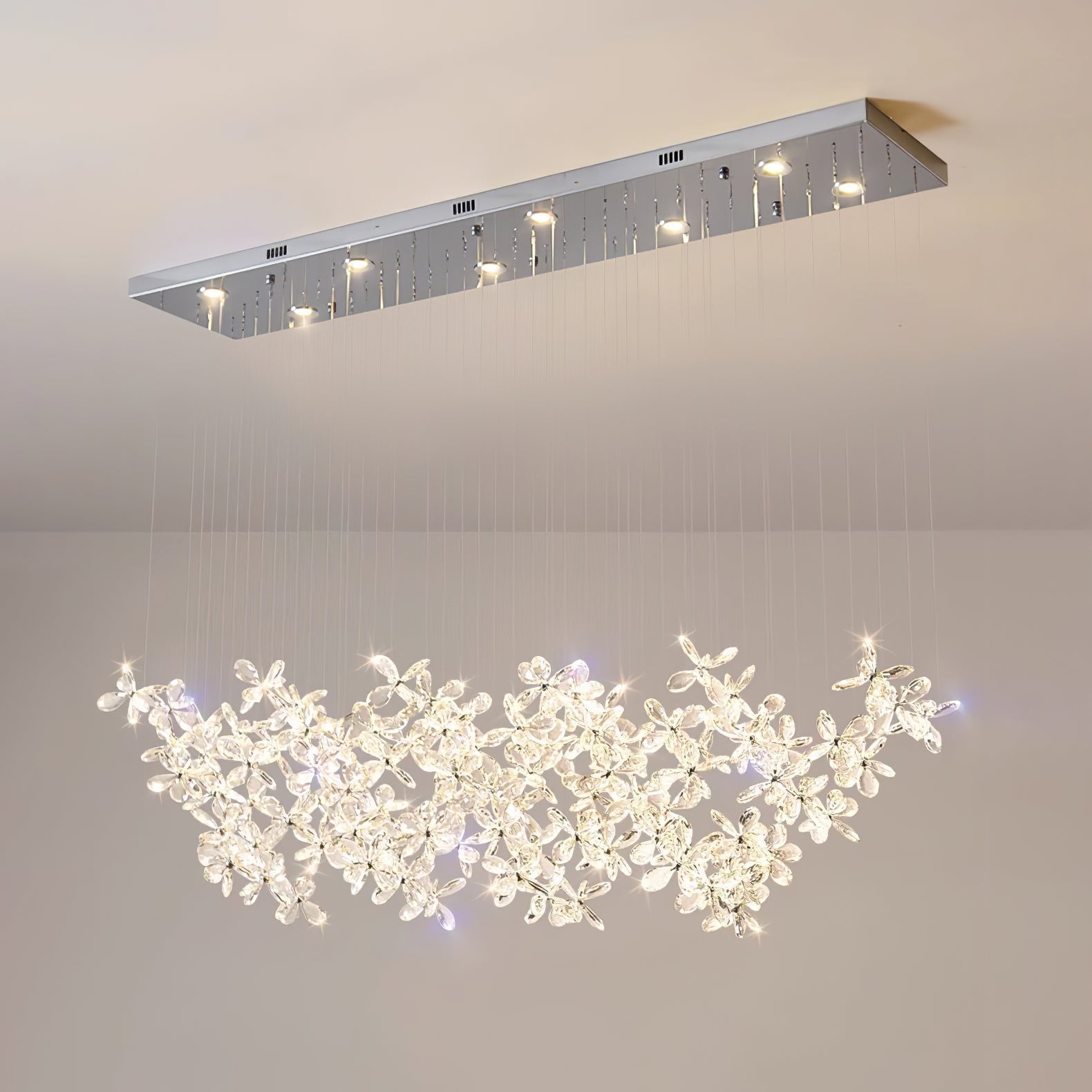 Dune Chandelier Crystal Butterfly Floral Cluster-Neutral Decor