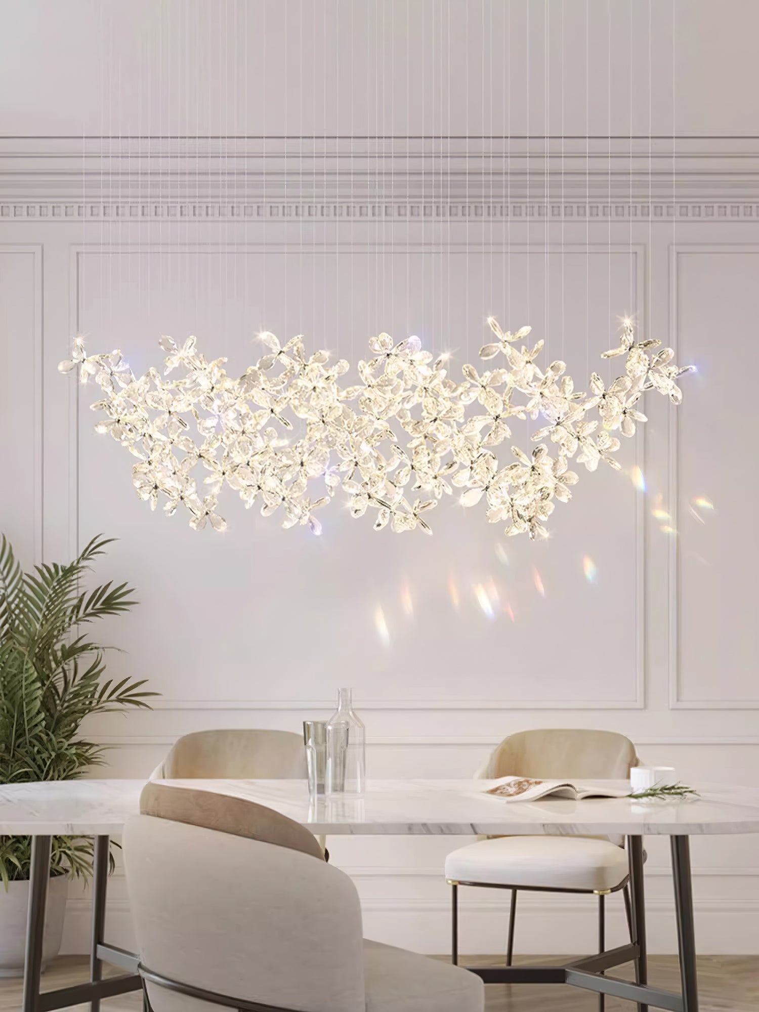 Dune Chandelier Crystal Butterfly Floral Cluster-Neutral Decor