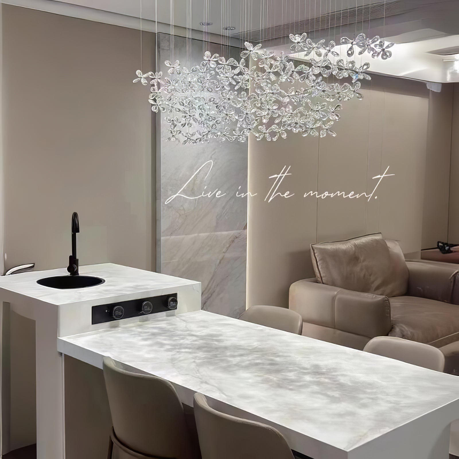 Dune Chandelier Crystal Butterfly Floral Cluster-Neutral Decor