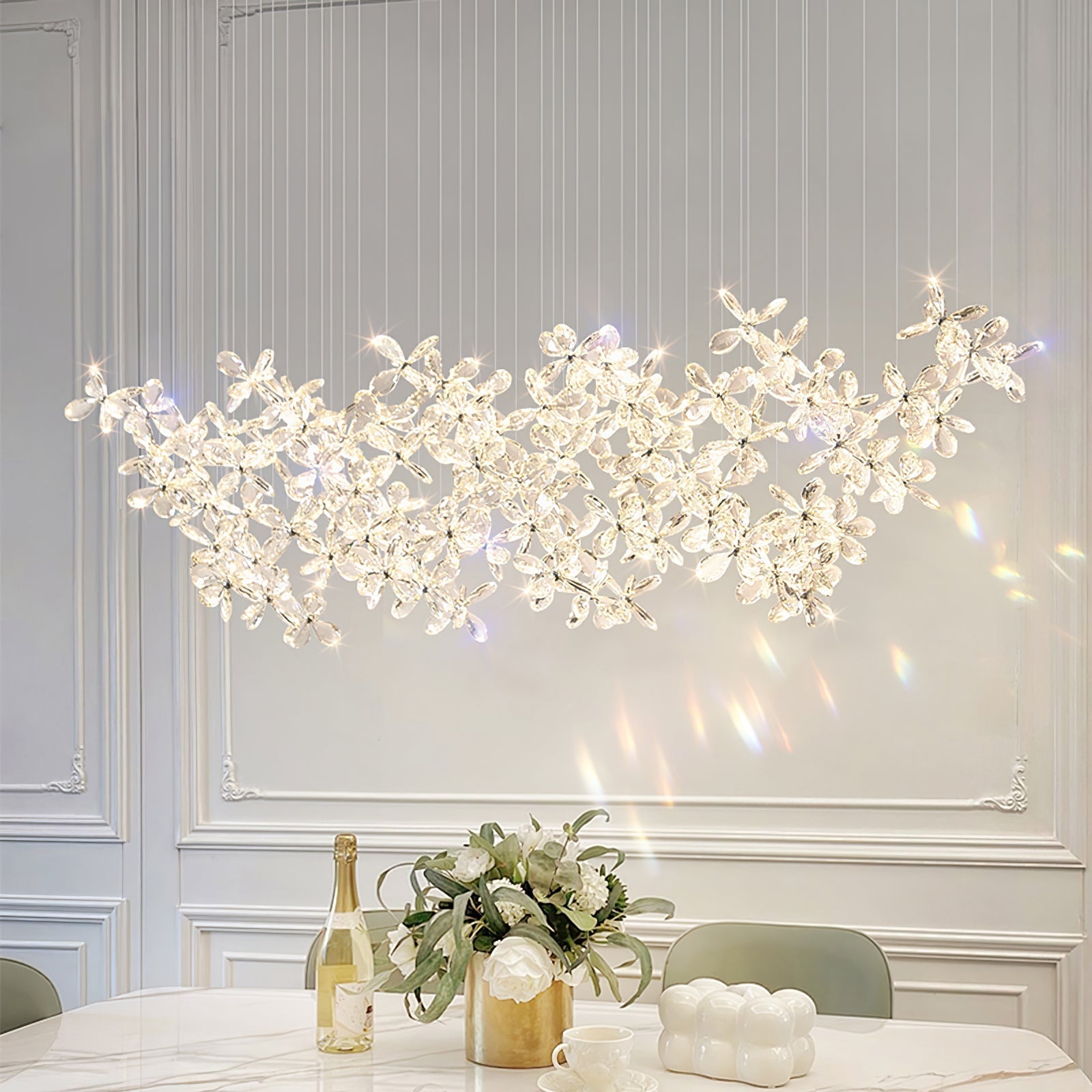 Dune Chandelier Crystal Butterfly Floral Cluster-Neutral Decor