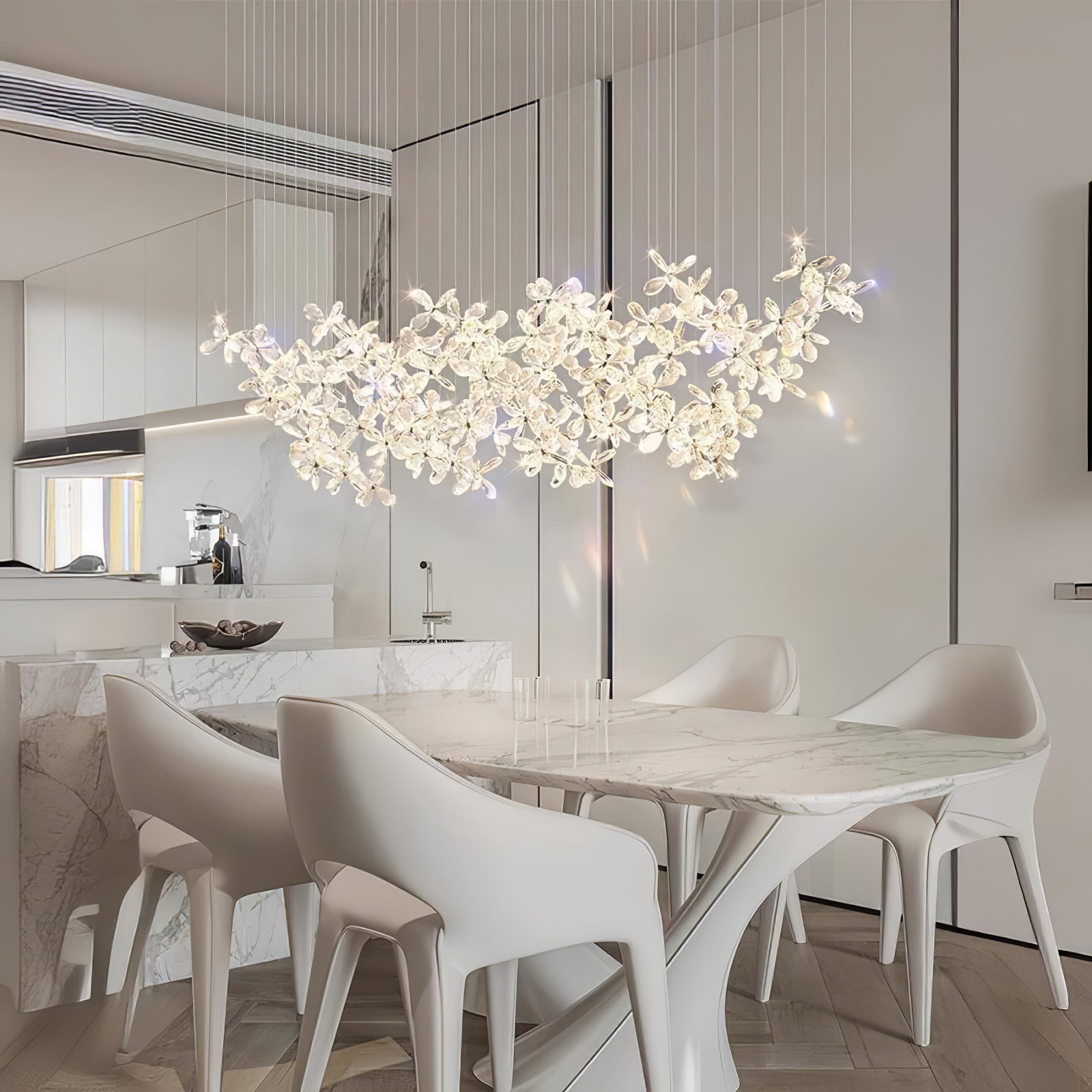 Dune Chandelier Crystal Butterfly Floral Cluster-Neutral Decor