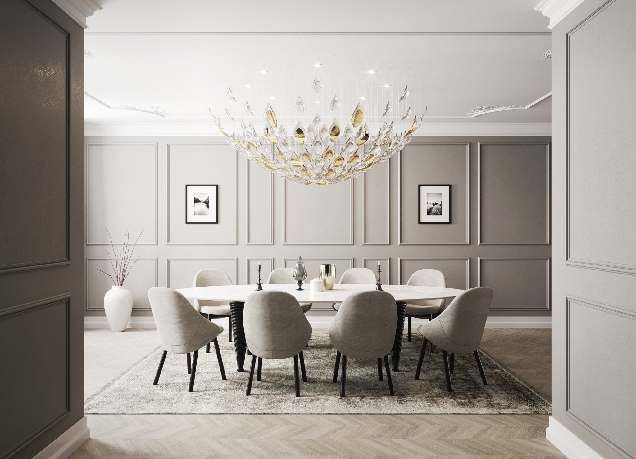 Avynen Crystal Petal Chandelier-Neutral Decor