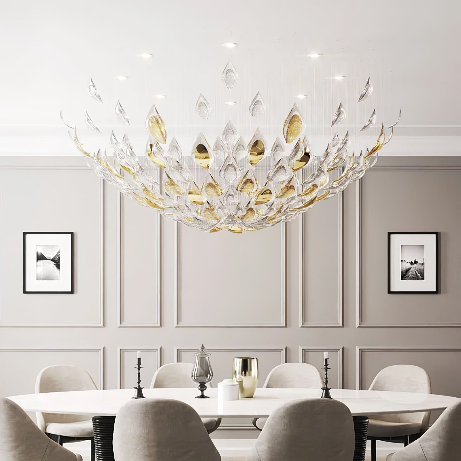 Avynen Crystal Petal Chandelier-Neutral Decor