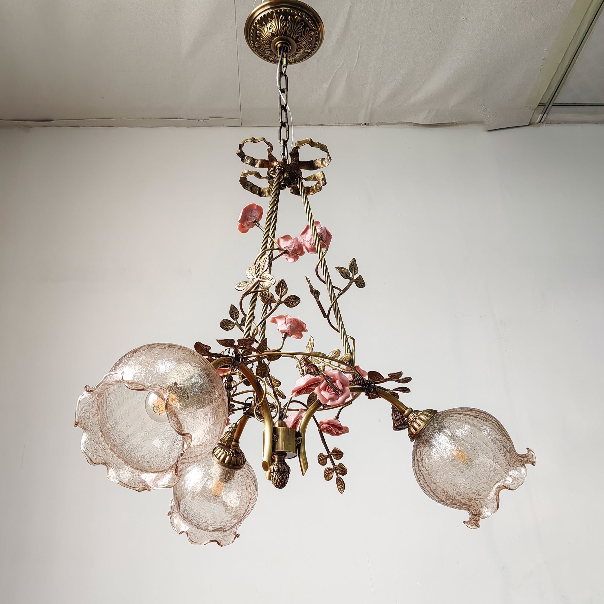 View of the Flora Blossom Chandelier with Model B glass shades.