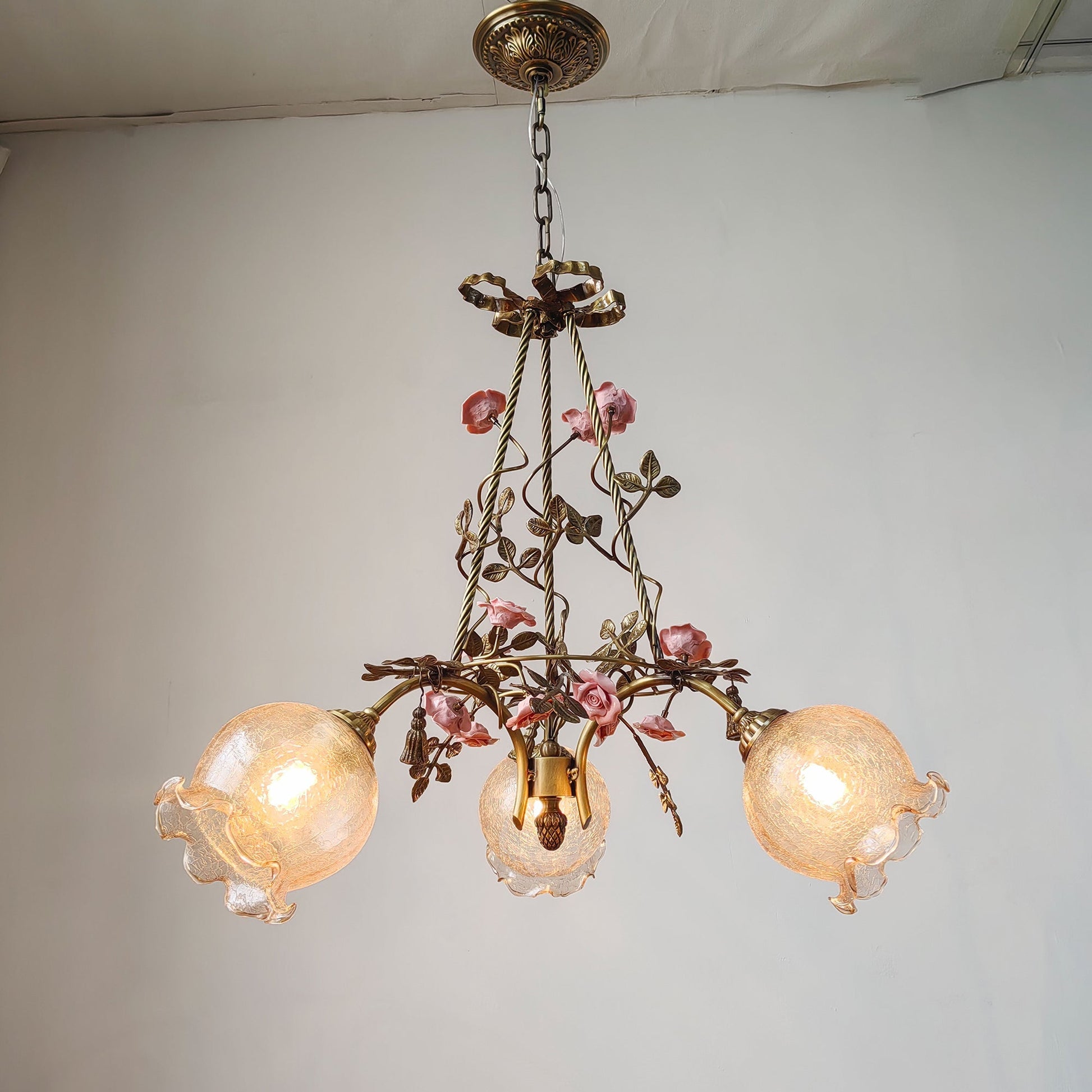 View of the Flora Blossom Chandelier with Model C glass shades.