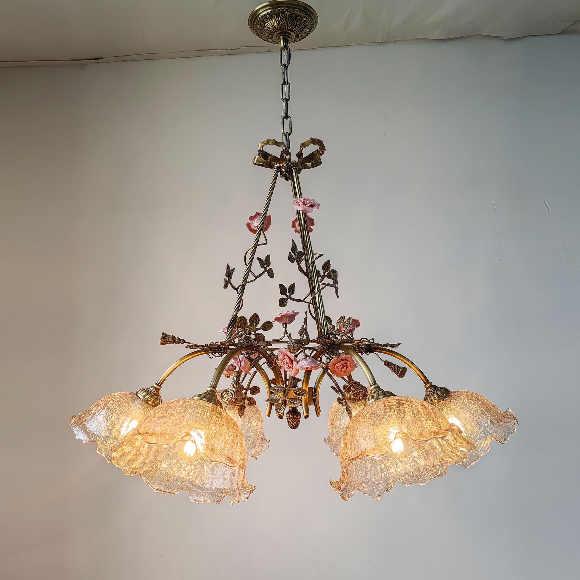 Full view of the 6-head Flora Blossom Chandelier.