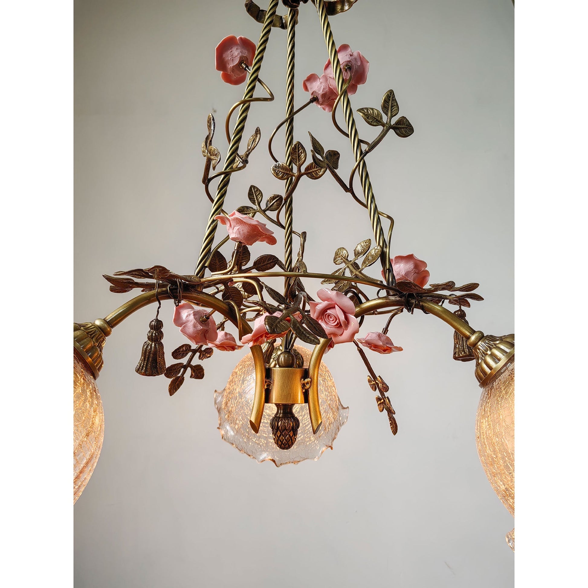 View of the Flora Blossom Chandelier with Model A glass shades.
