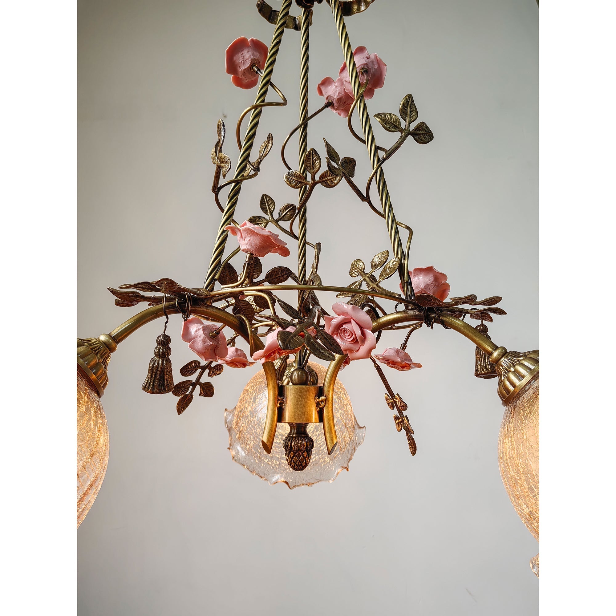 View of the Flora Blossom Chandelier with Model A glass shades.