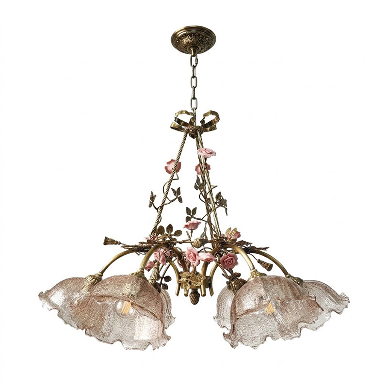 View of the Flora Blossom Chandelier with Model C glass shades.