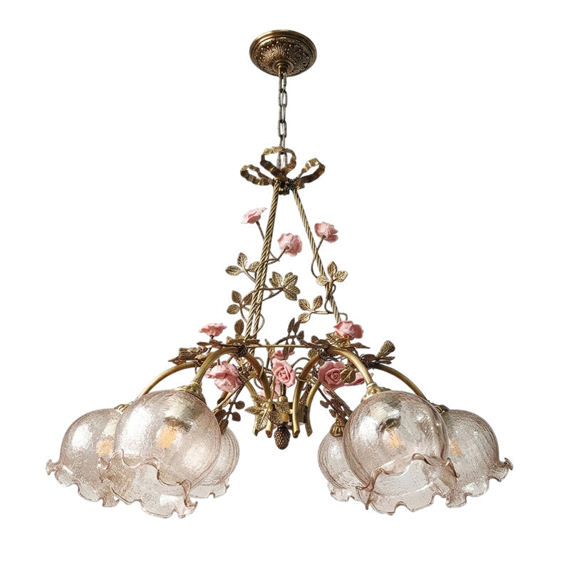 The 3-head Flora Blossom Chandelier shown from below.