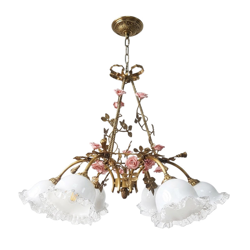 View of the Flora Blossom Chandelier with Model D glass shades.