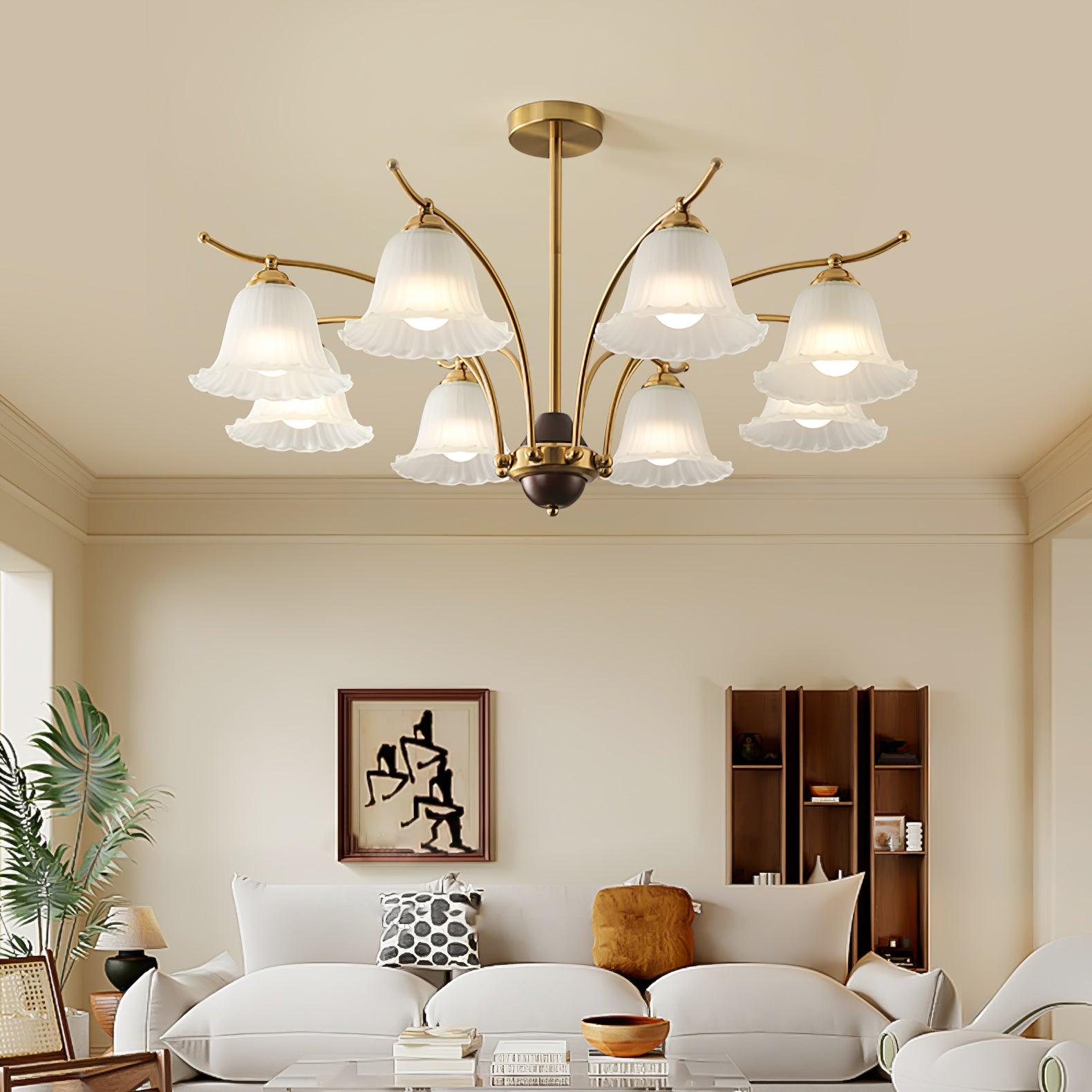 Ohel Brass Alabaster Chandelier-Neutral Decor