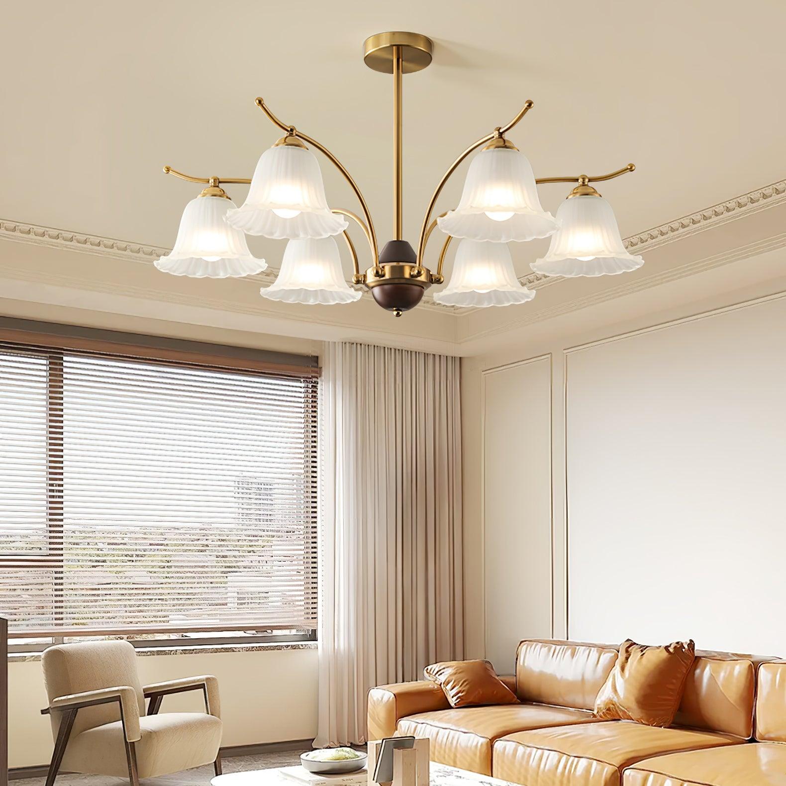 Ohel Brass Alabaster Chandelier-Neutral Decor