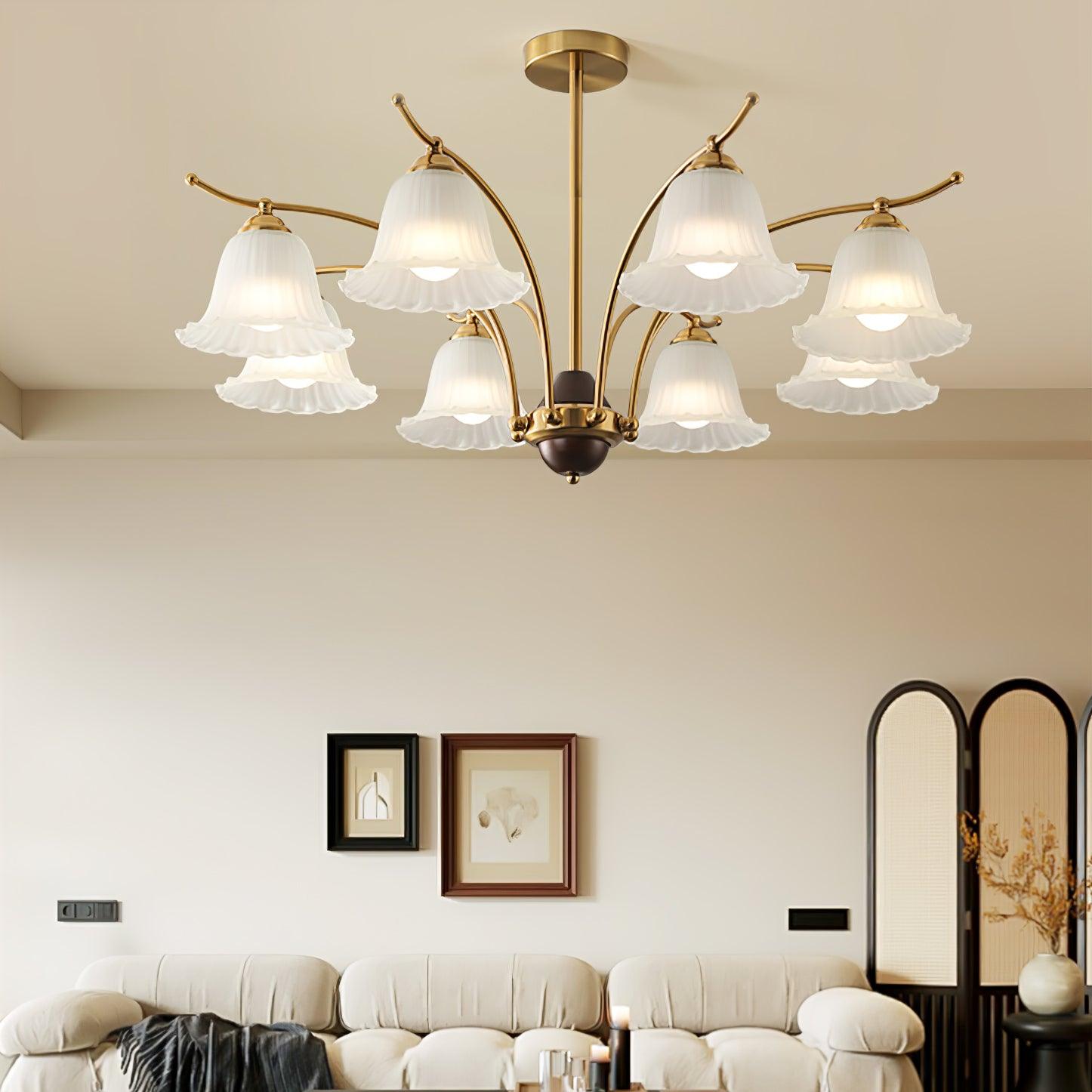 Ohel Brass Alabaster Chandelier-Neutral Decor