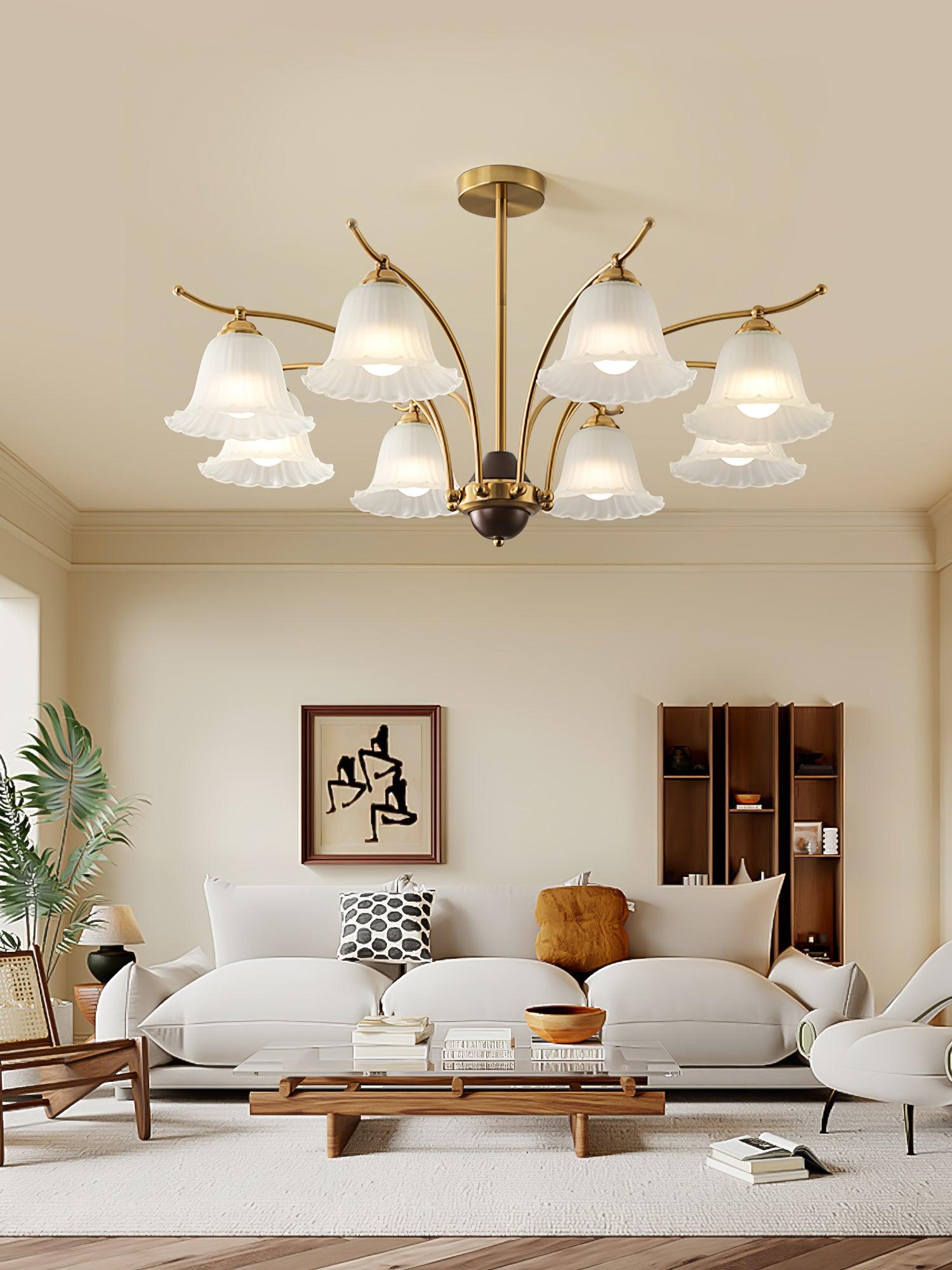 Ohel Brass Alabaster Chandelier-Neutral Decor