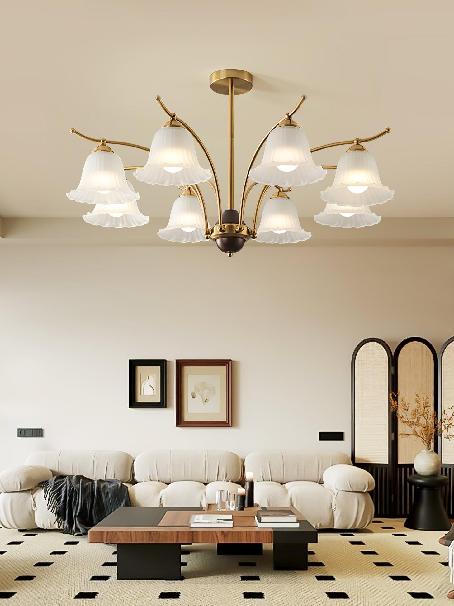 Ohel Brass Alabaster Chandelier-Neutral Decor