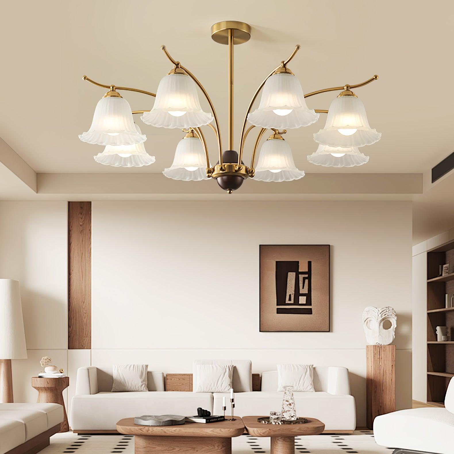 Ohel Brass Alabaster Chandelier-Neutral Decor