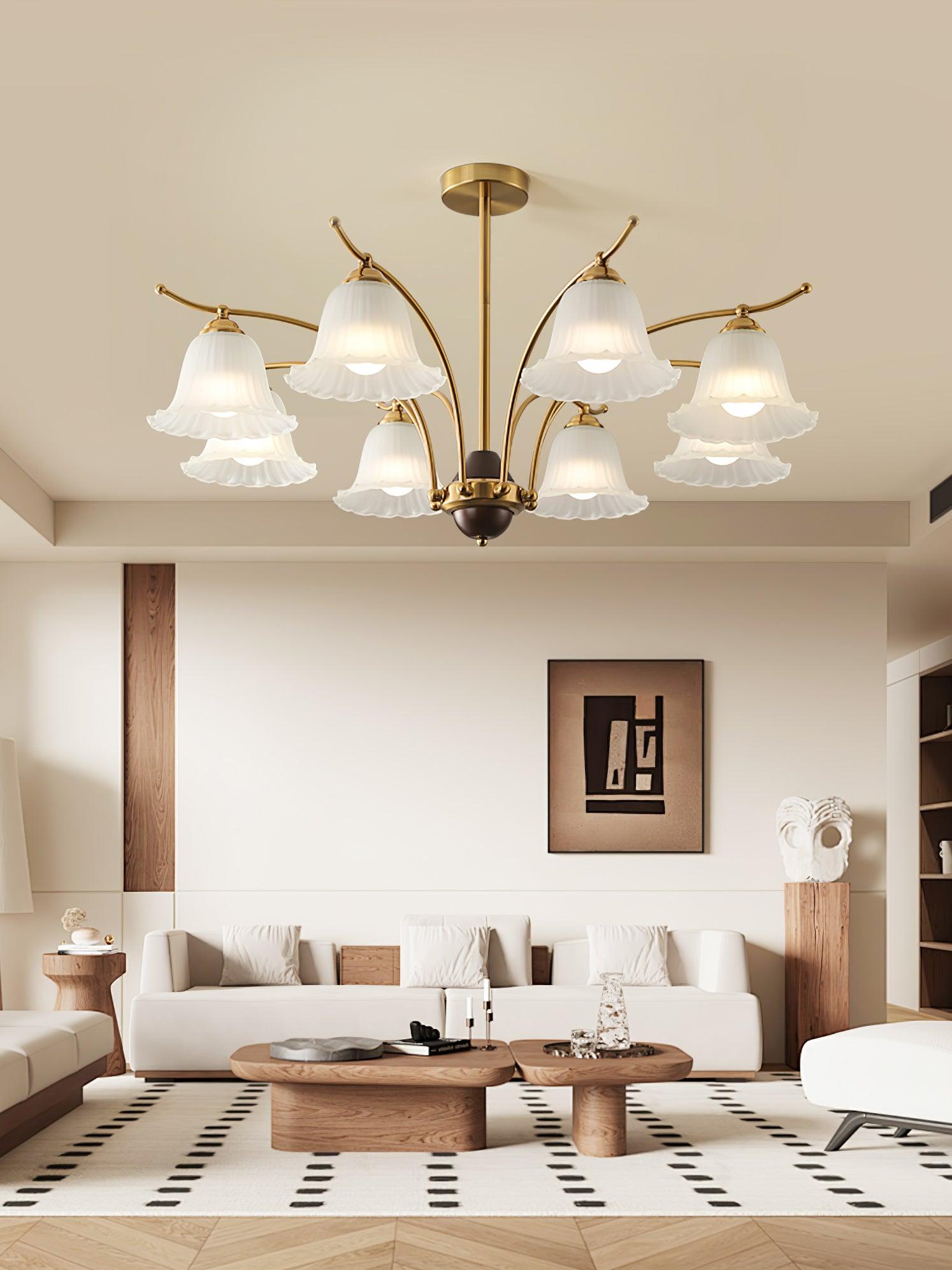 Ohel Brass Alabaster Chandelier-Neutral Decor