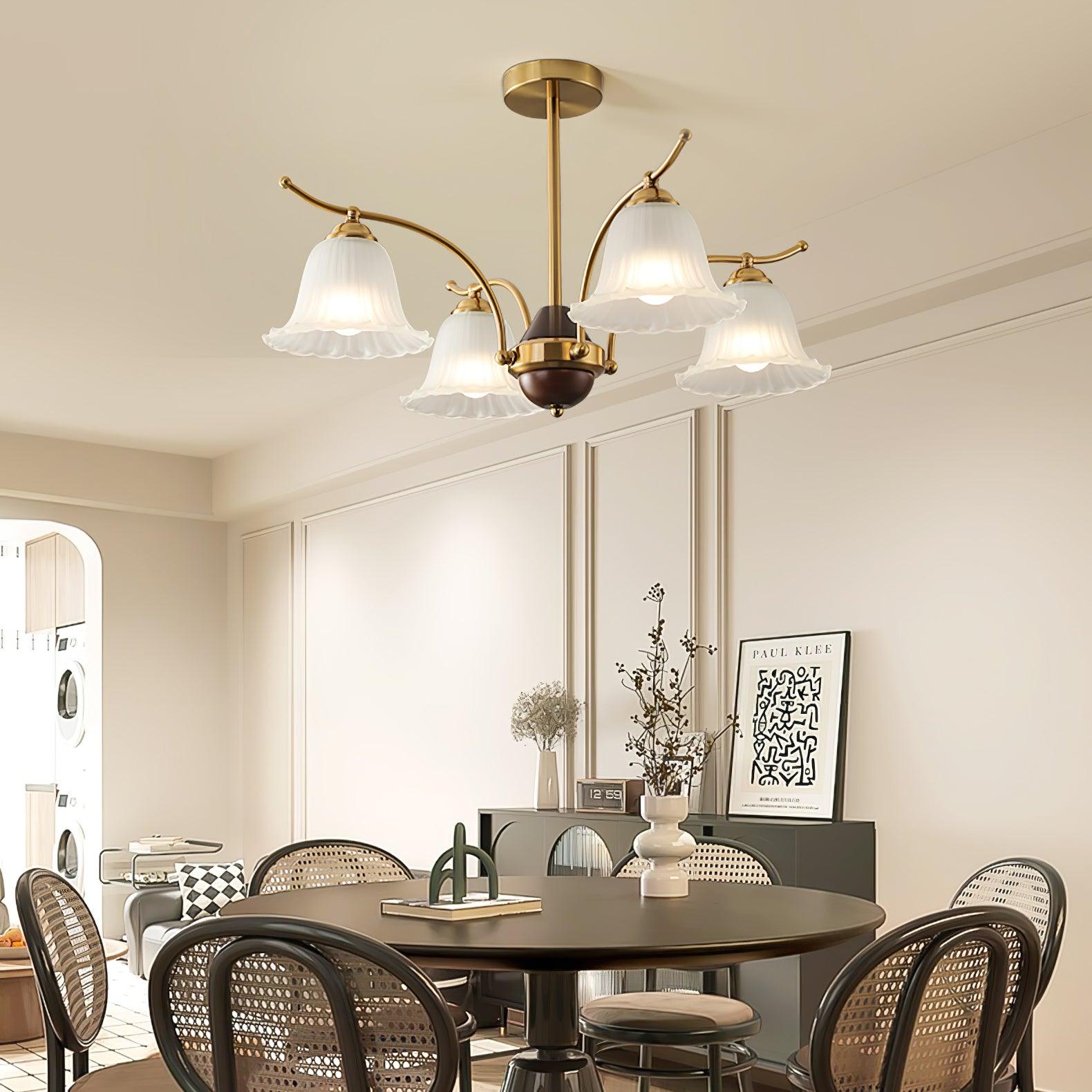 Ohel Brass Alabaster Chandelier-Neutral Decor