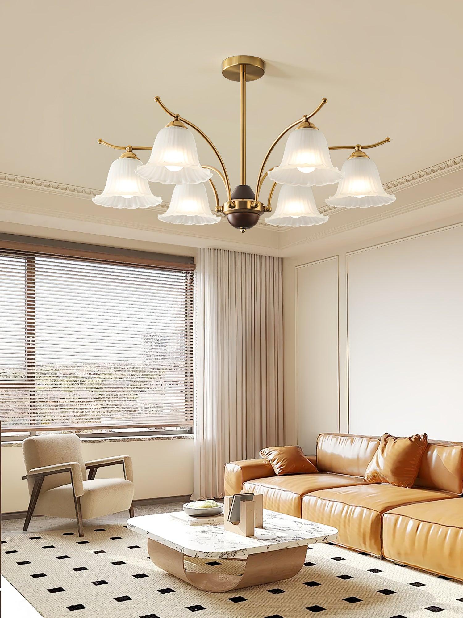Ohel Brass Alabaster Chandelier-Neutral Decor