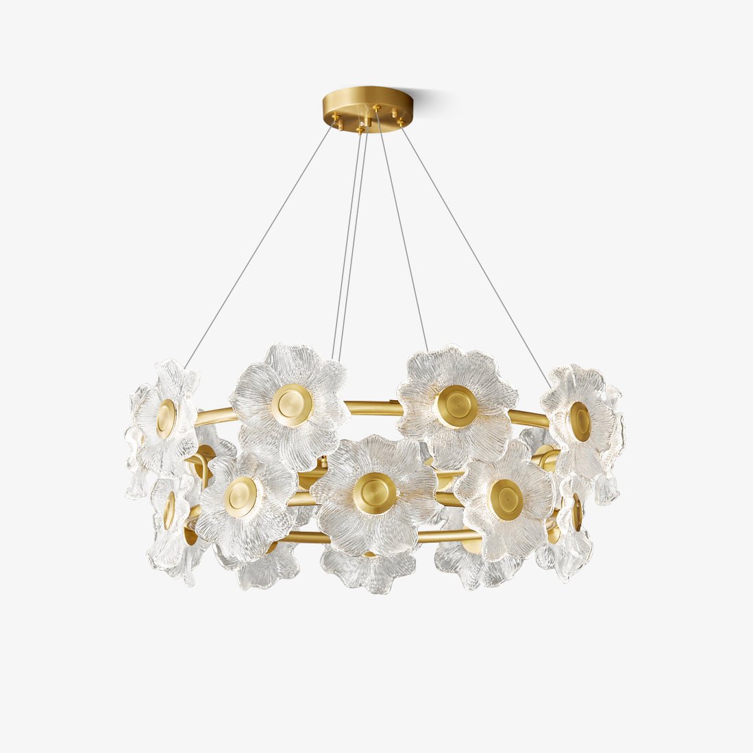 Cemirel Unique Flower Brass Glass Chandelier-Neutral Decor