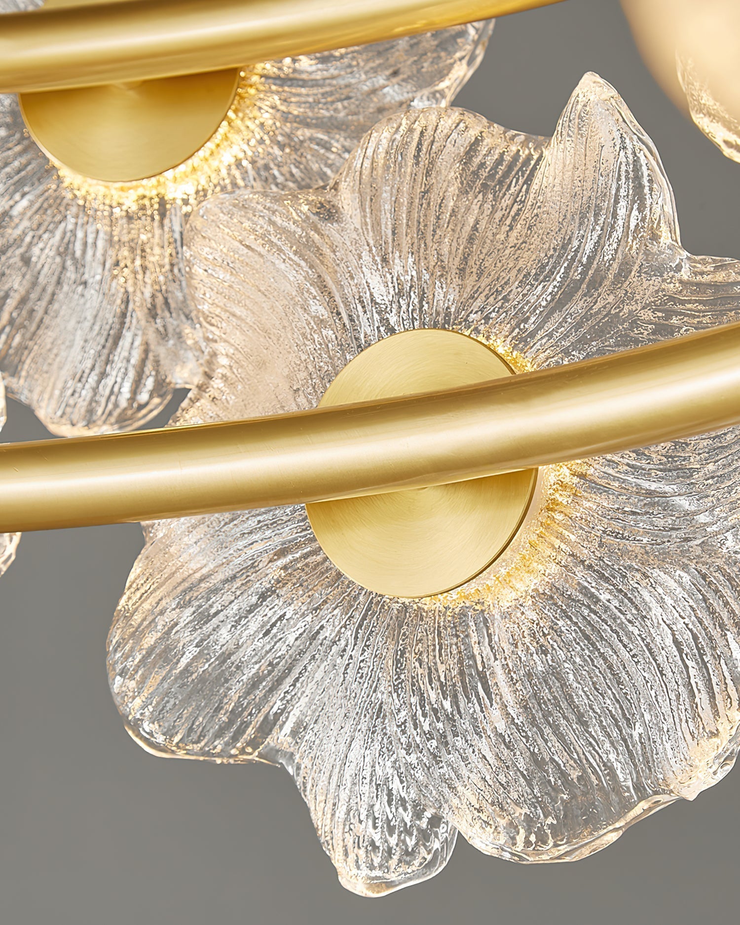 Cemirel Unique Flower Brass Glass Chandelier-Neutral Decor