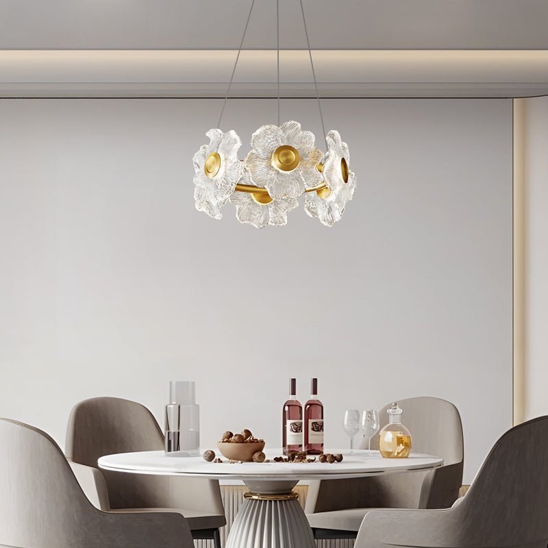 Cemirel Unique Flower Brass Glass Chandelier-Neutral Decor