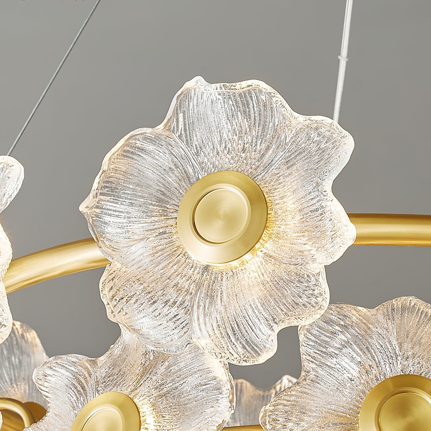 Cemirel Unique Flower Brass Glass Chandelier-Neutral Decor