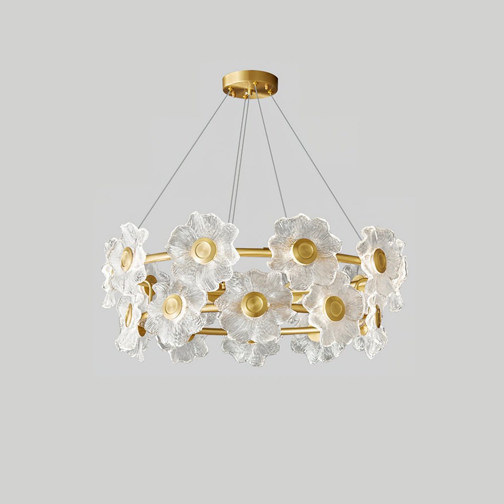 Cemirel Unique Flower Brass Glass Chandelier-Neutral Decor