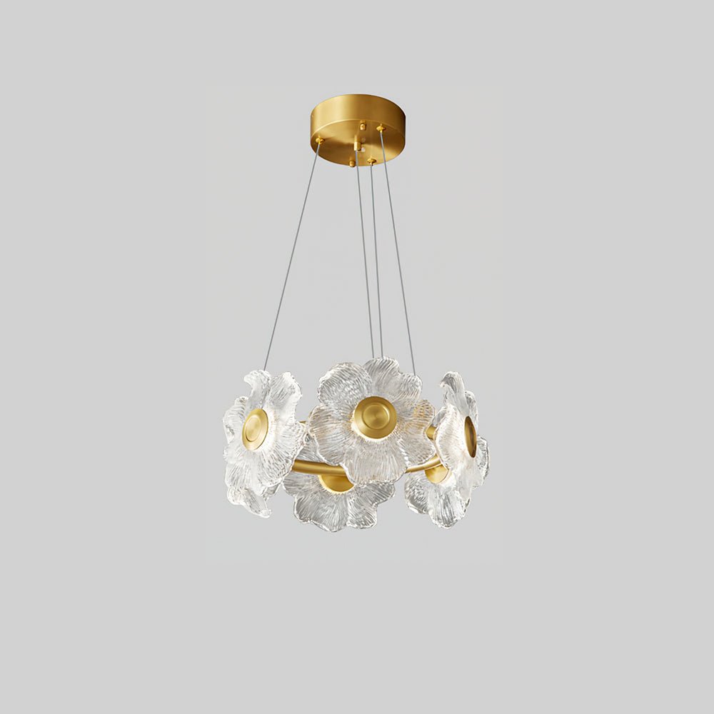 Cemirel Unique Flower Brass Glass Chandelier-Neutral Decor