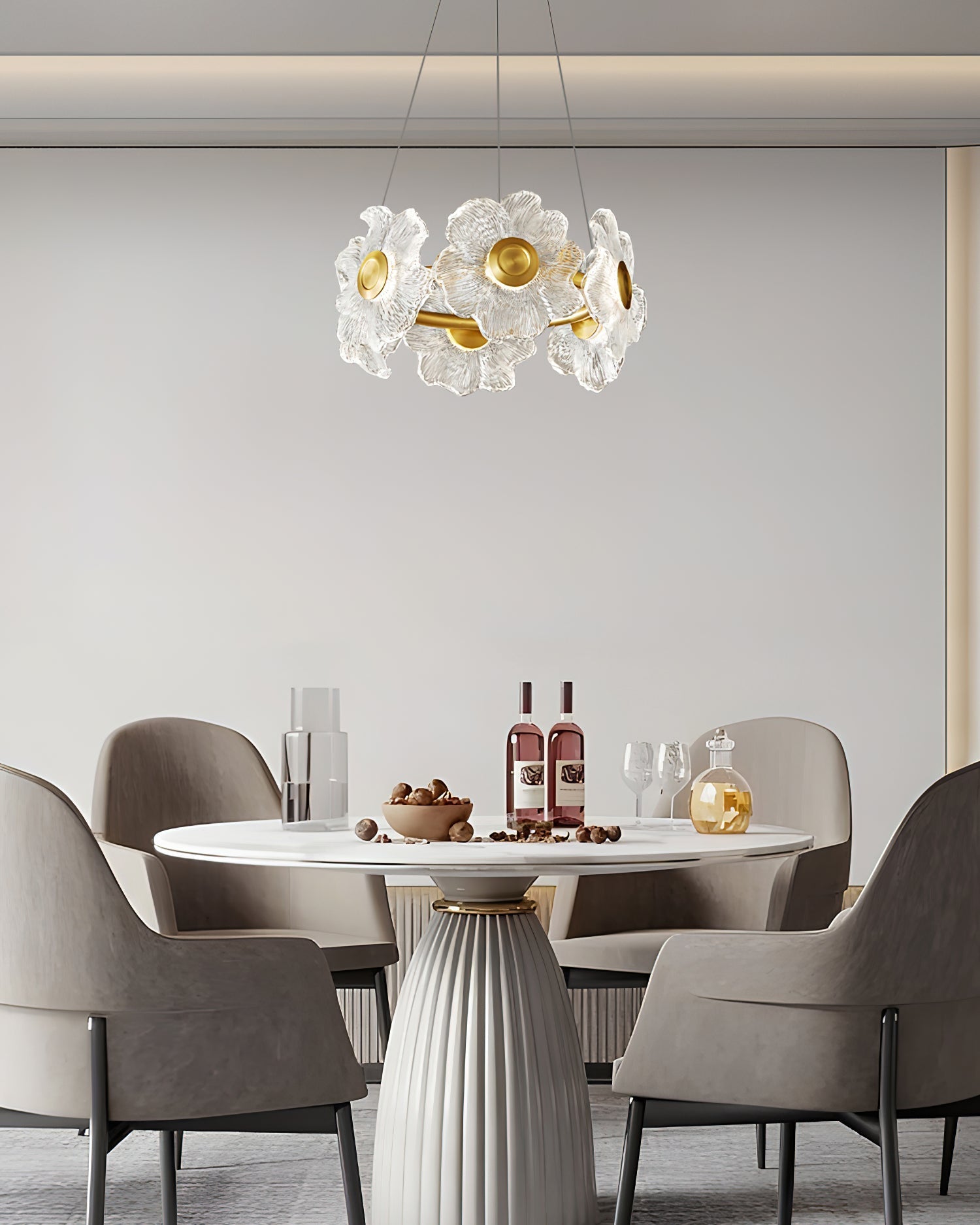 Cemirel Unique Flower Brass Glass Chandelier-Neutral Decor