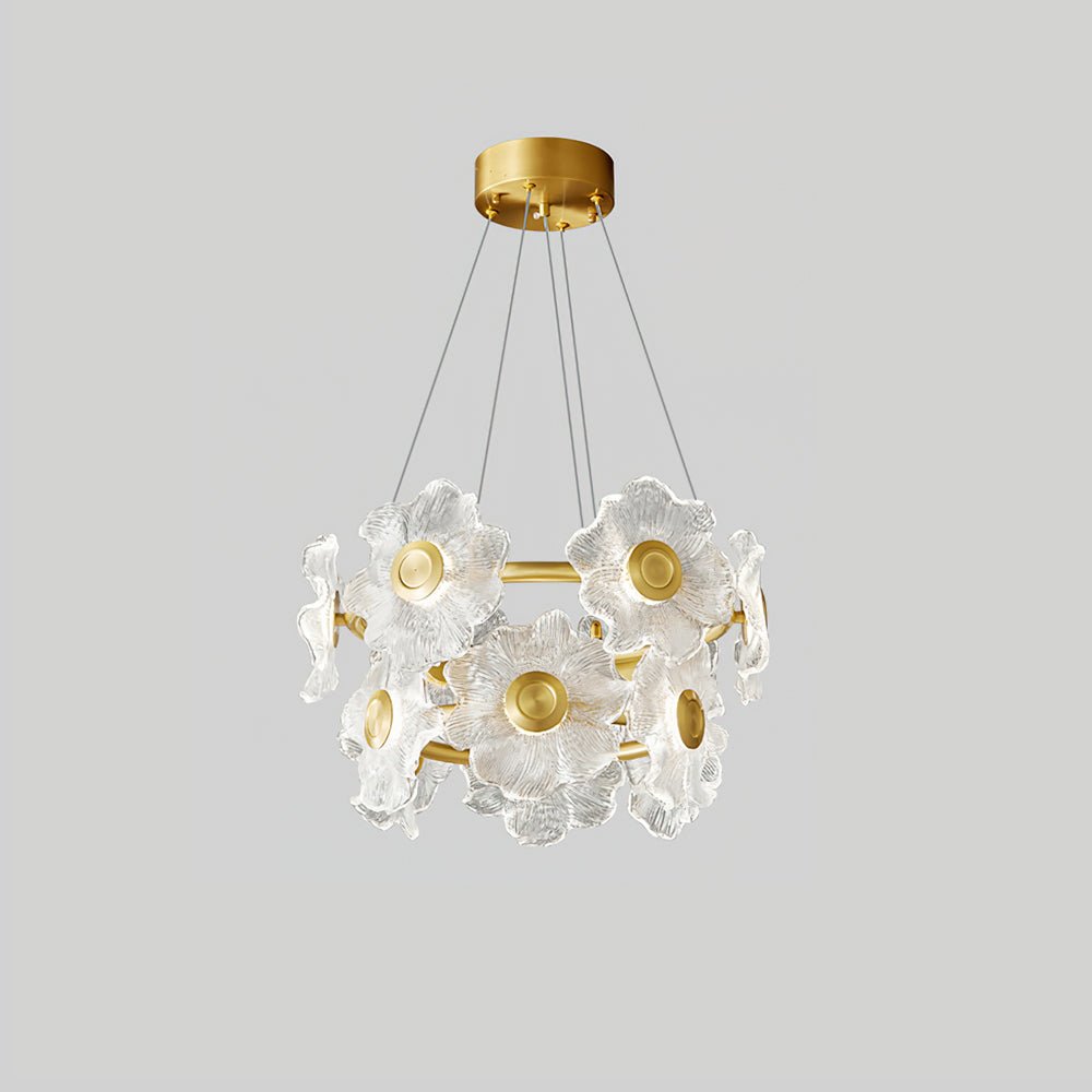 Cemirel Unique Flower Brass Glass Chandelier-Neutral Decor