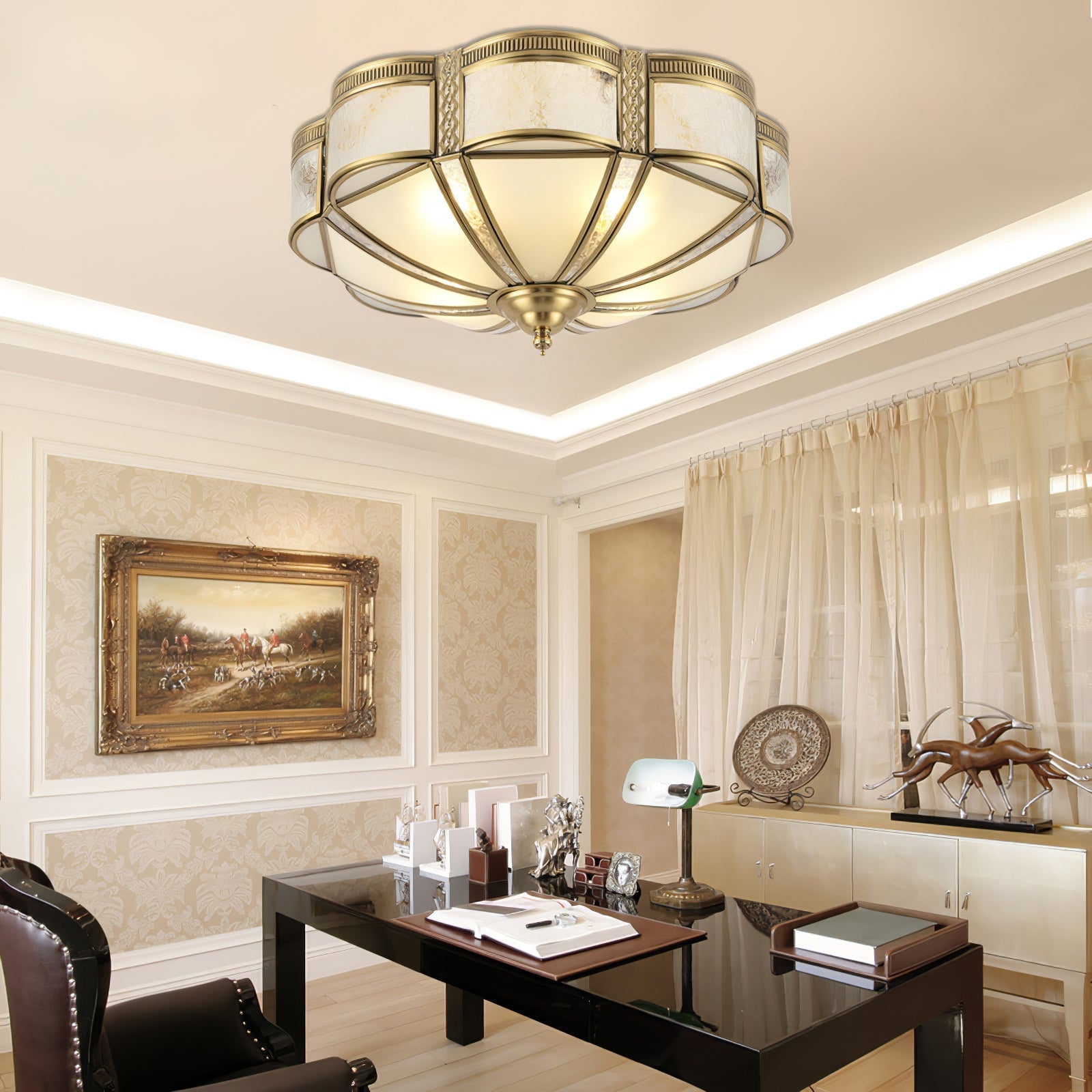 Xaris Floral Brass Floor Lamp-Neutral Decor