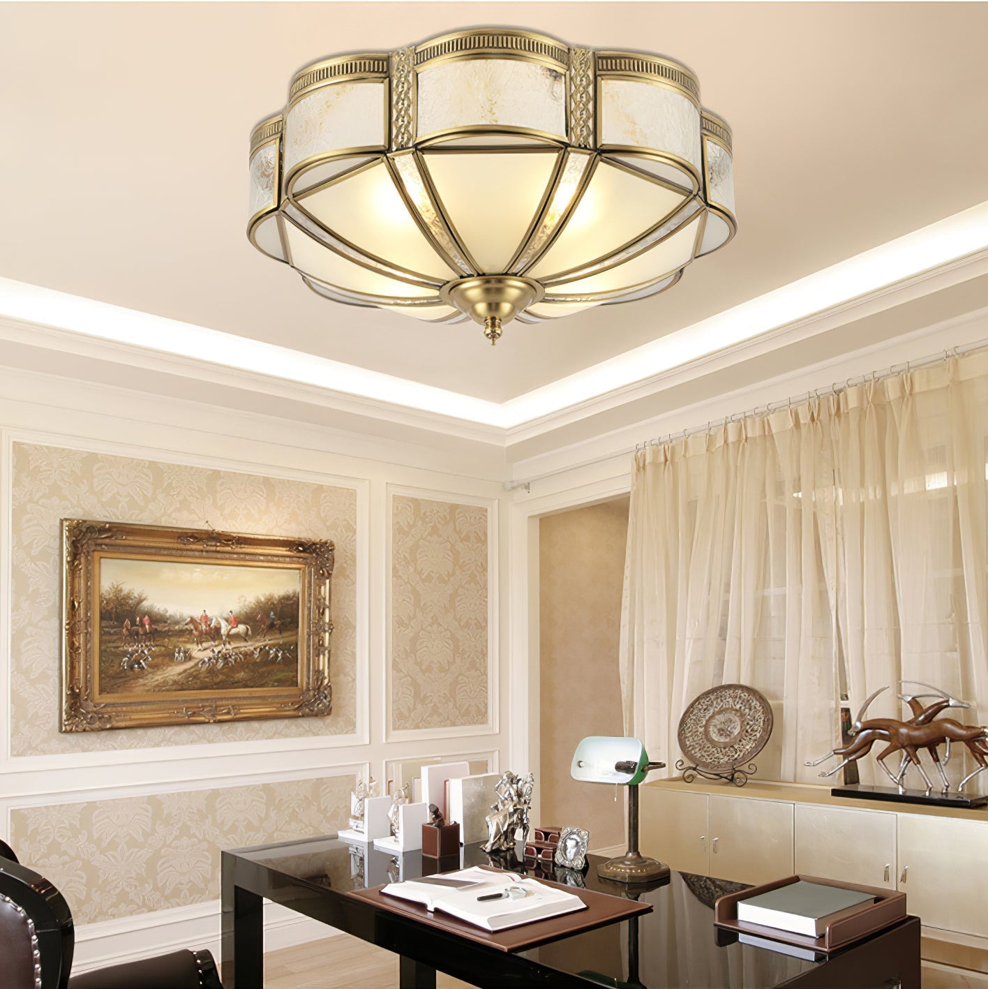 Xaris Floral Brass Floor Lamp-Neutral Decor