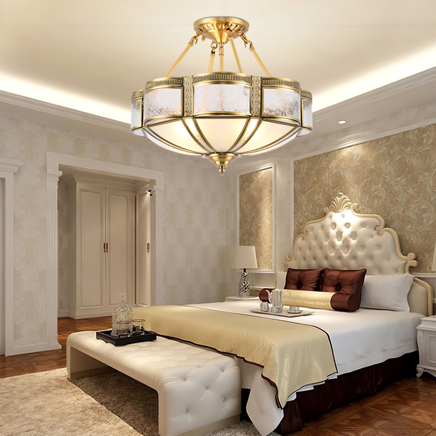 Xaris Floral Brass Floor Lamp-Neutral Decor