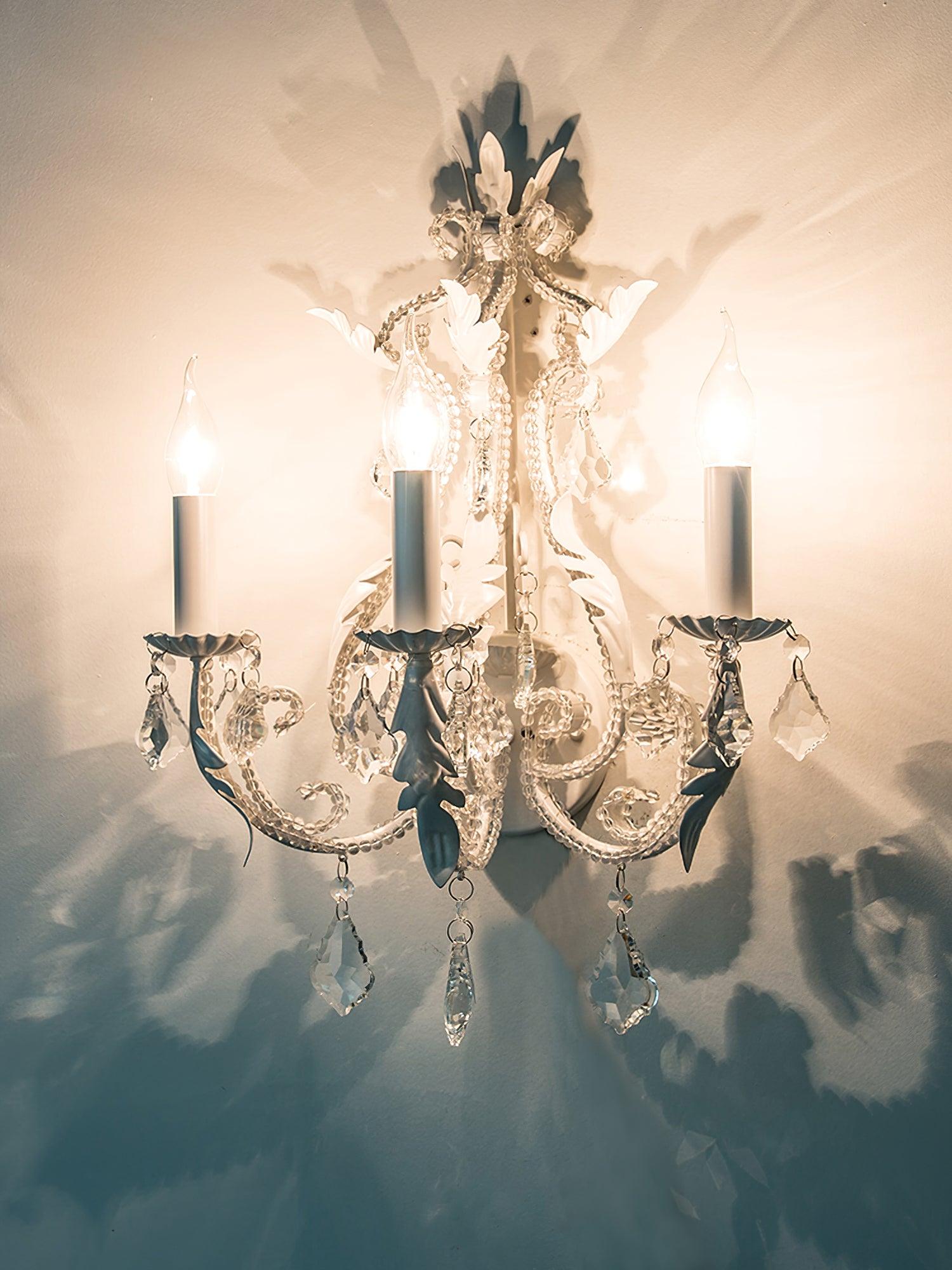 Xeldes Traditional Candle Holder Crystal Wall Lamp-Neutral Decor