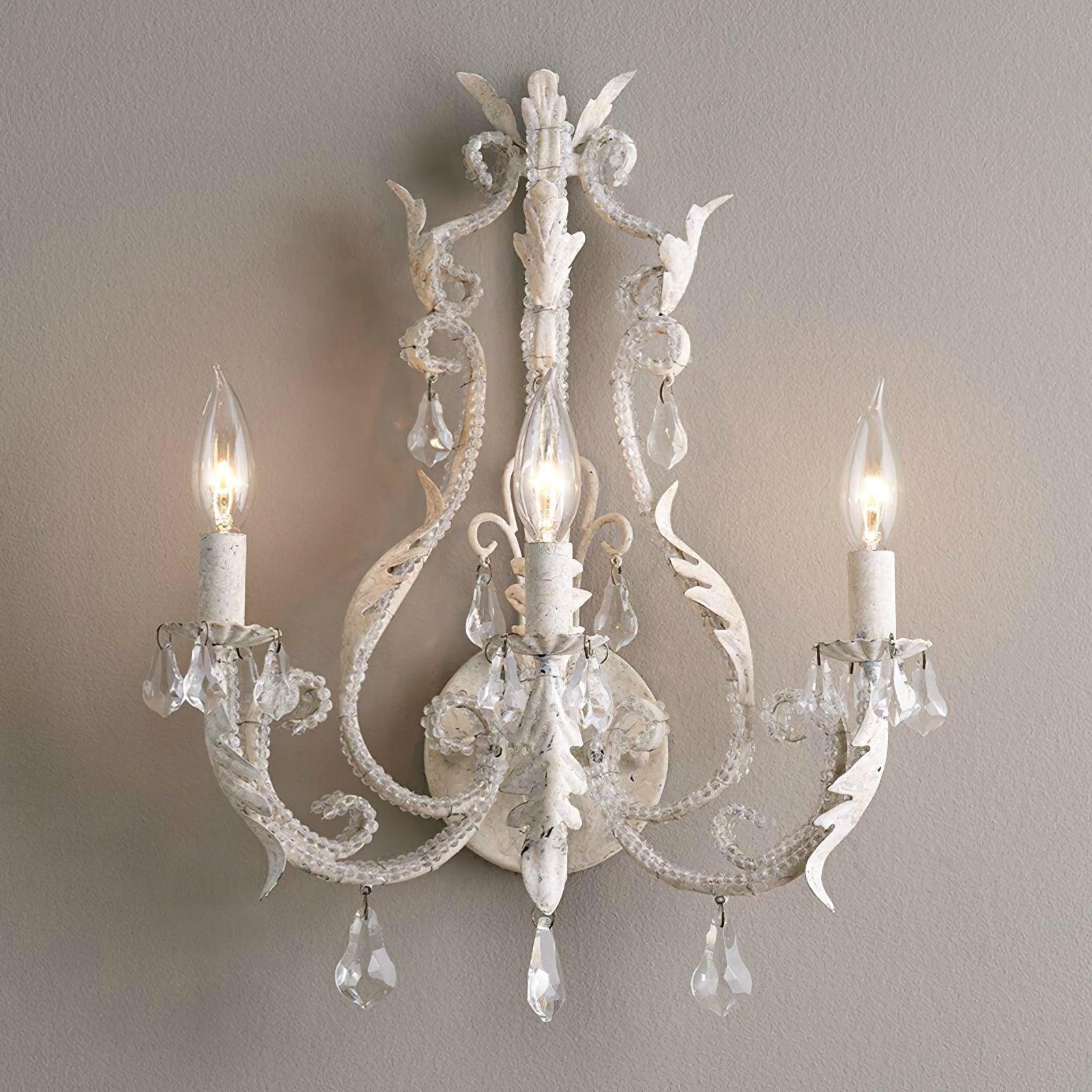 Xeldes Traditional Candle Holder Crystal Wall Lamp-Neutral Decor