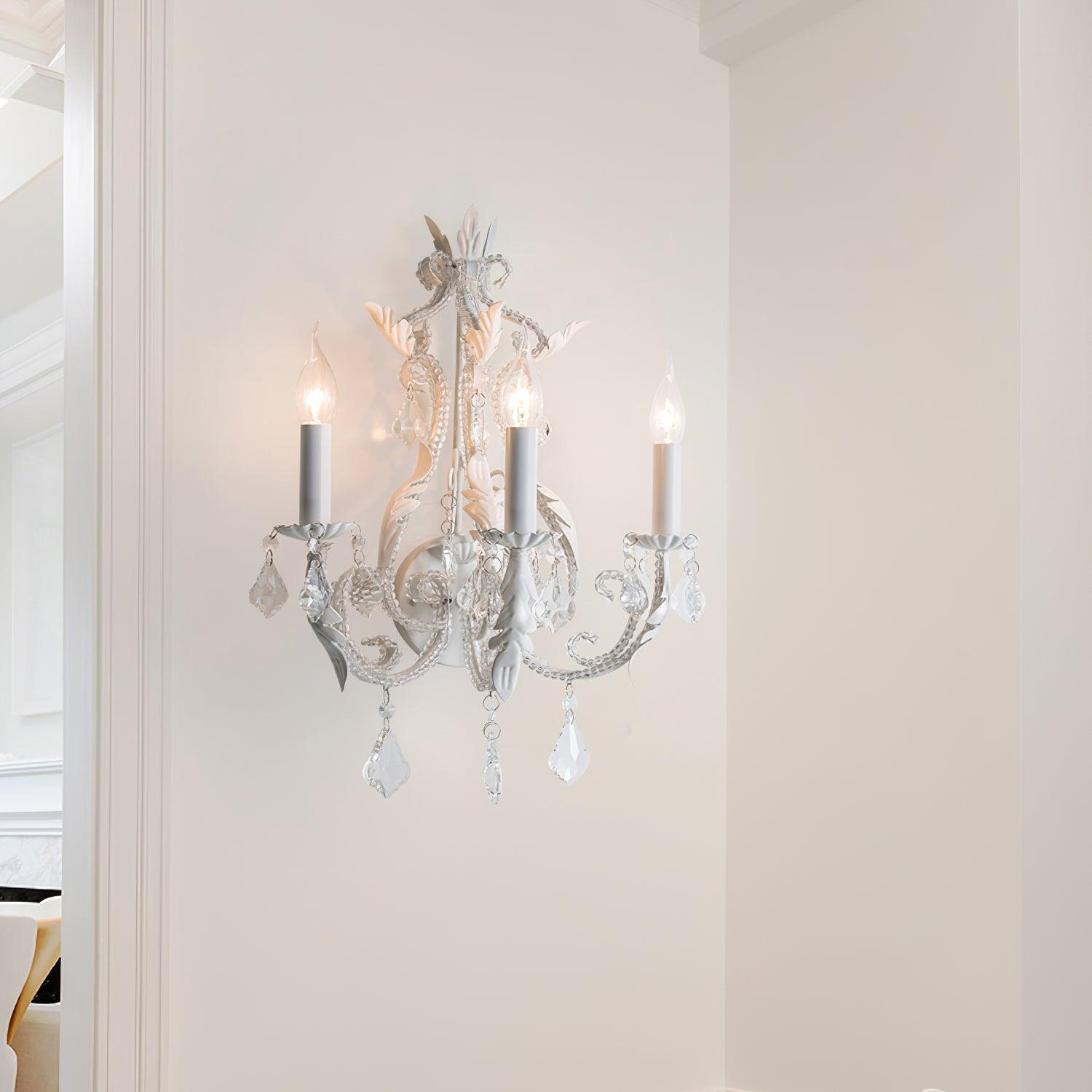 Xeldes Traditional Candle Holder Crystal Wall Lamp-Neutral Decor