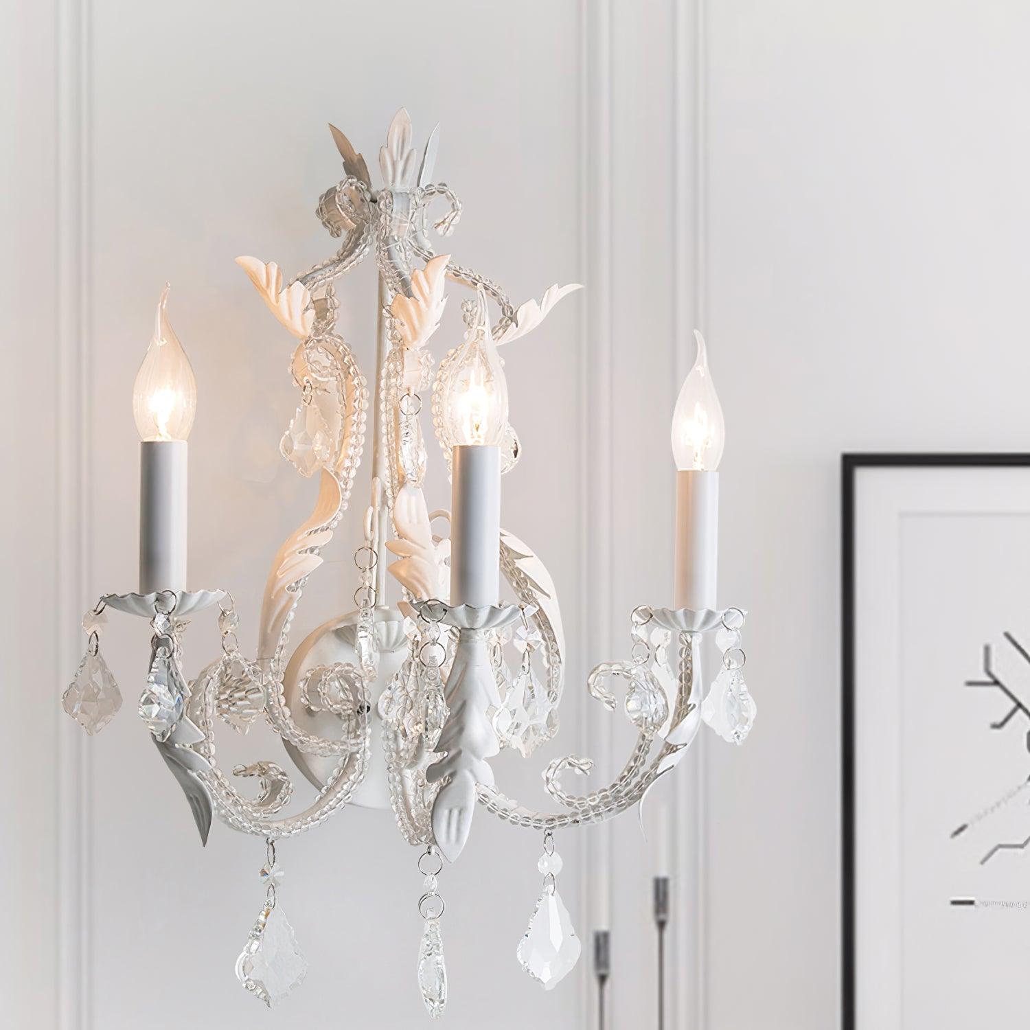 Xeldes Traditional Candle Holder Crystal Wall Lamp-Neutral Decor