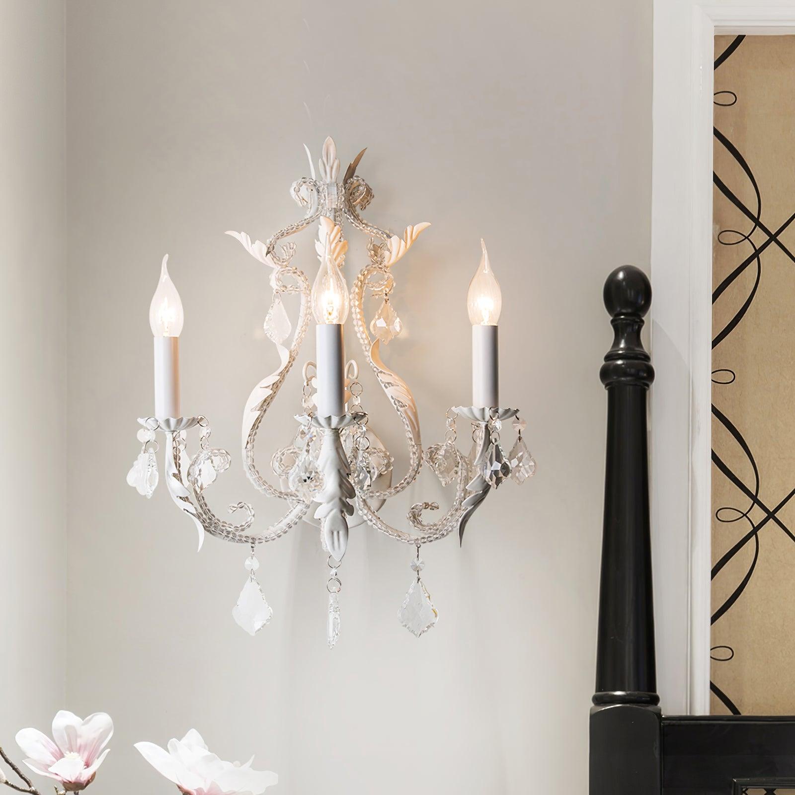 Xeldes Traditional Candle Holder Crystal Wall Lamp-Neutral Decor
