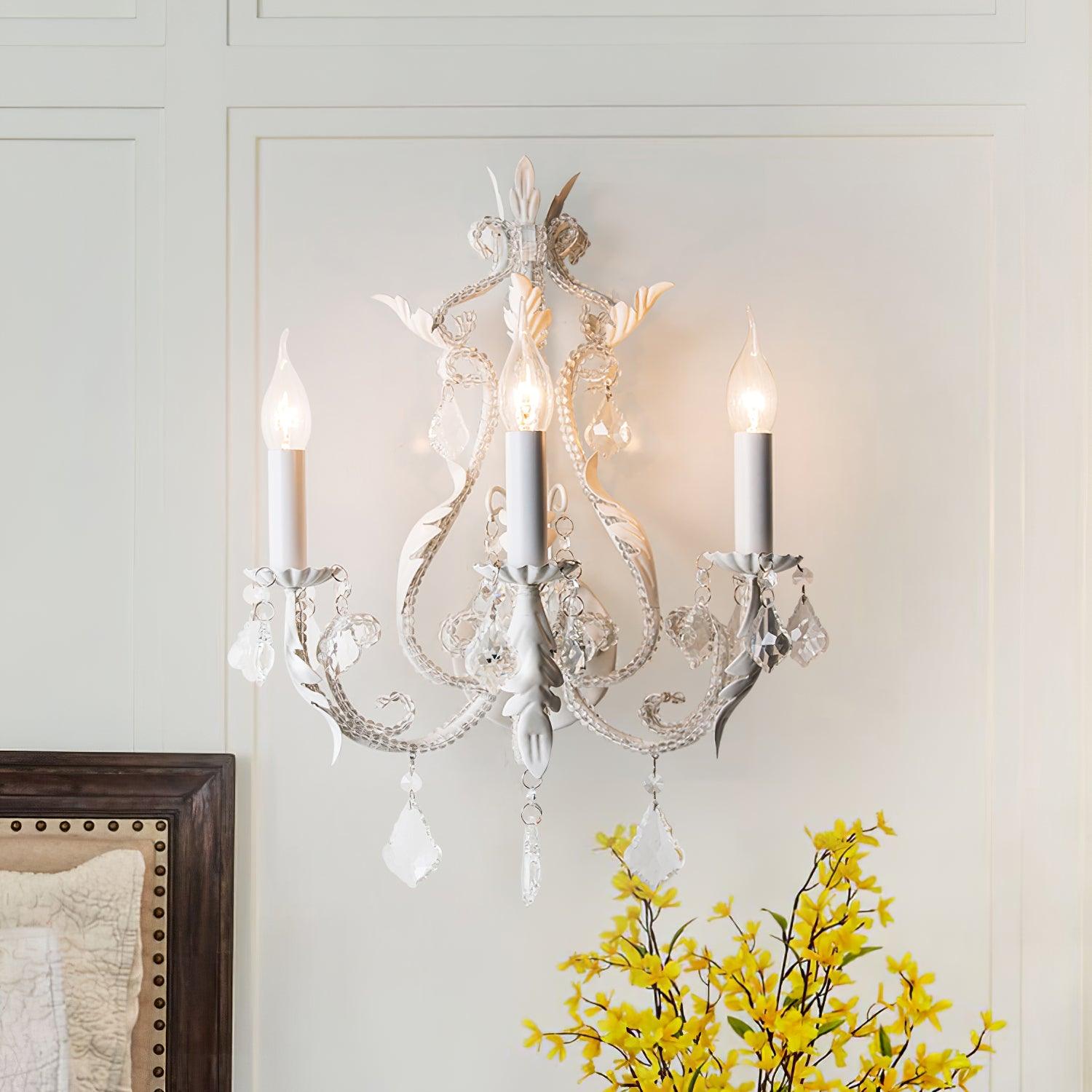 Xeldes Traditional Candle Holder Crystal Wall Lamp-Neutral Decor