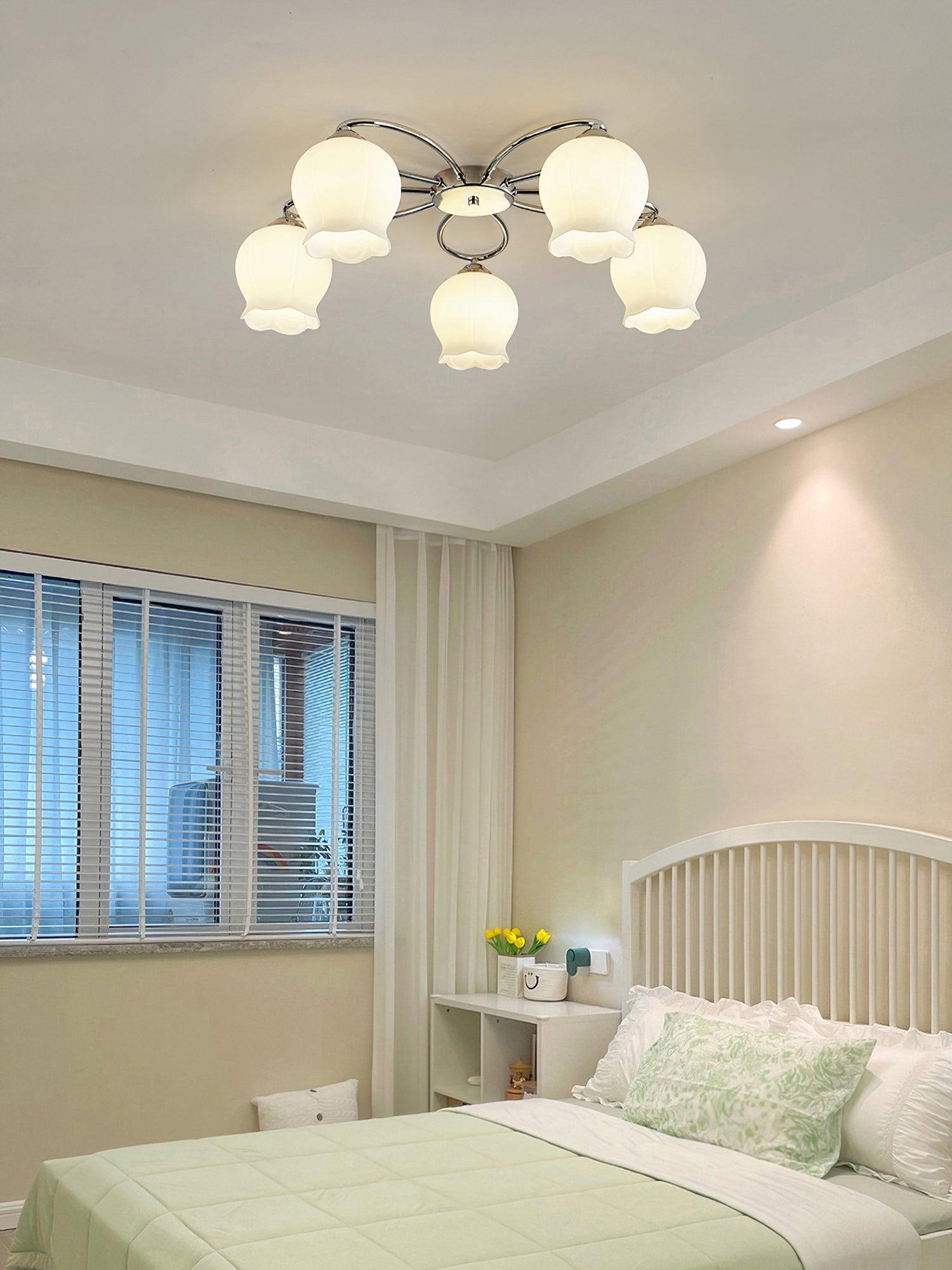Oldore Premium Elegance Floral Glass Ceiling Lamp-Neutral Decor