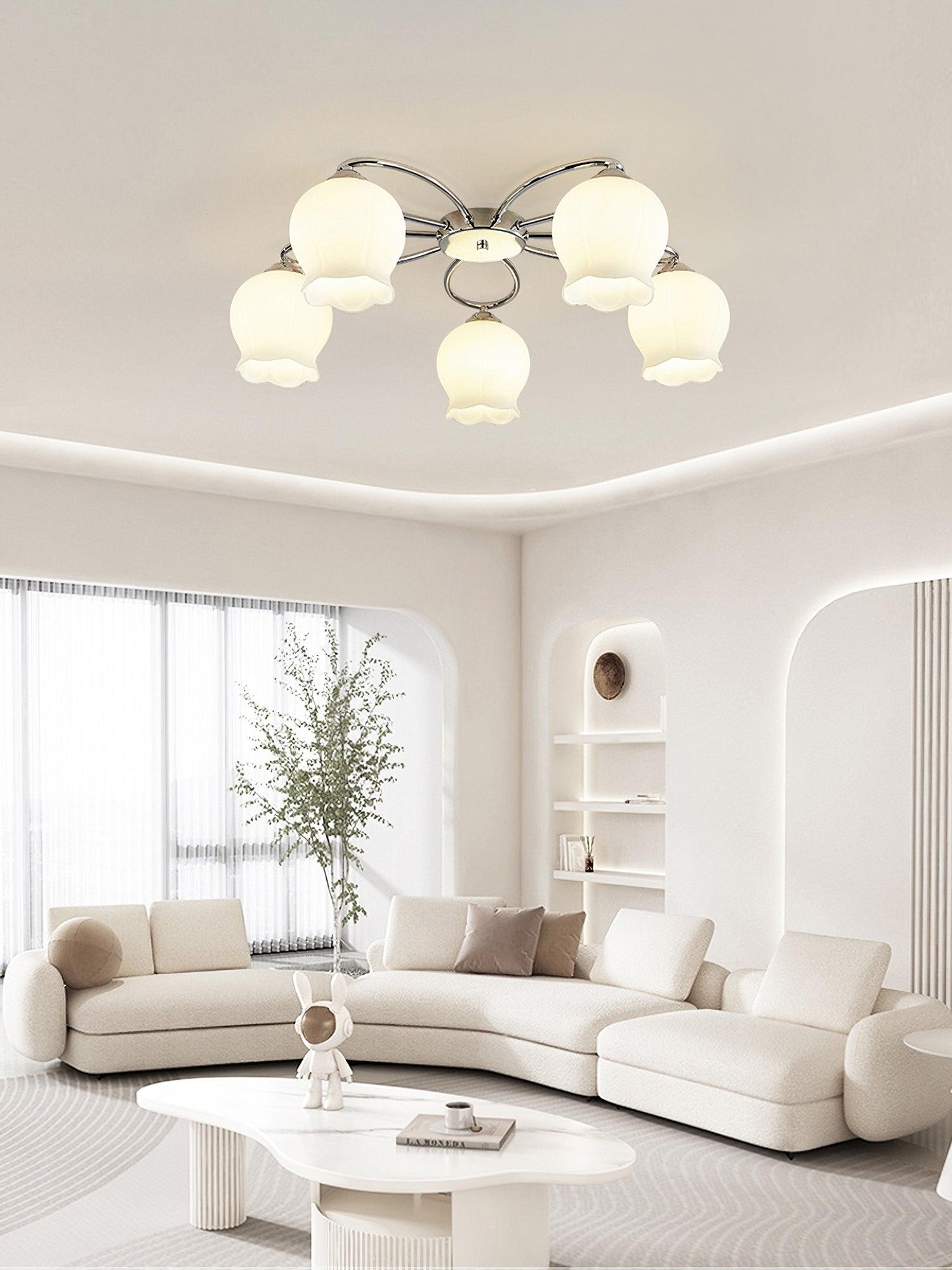 Oldore Premium Elegance Floral Glass Ceiling Lamp-Neutral Decor