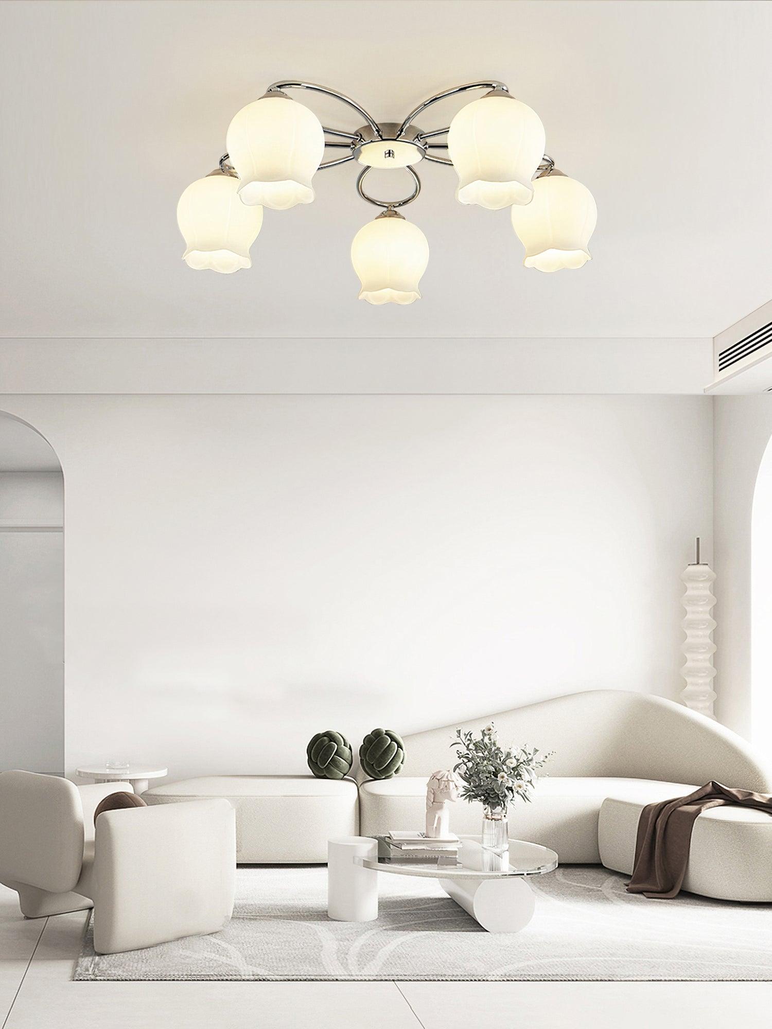 Oldore Premium Elegance Floral Glass Ceiling Lamp-Neutral Decor