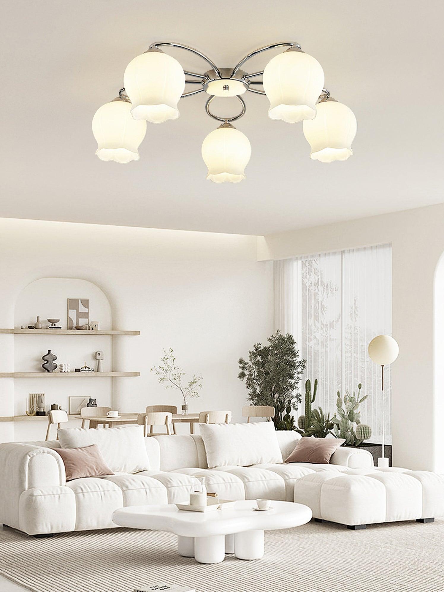 Oldore Premium Elegance Floral Glass Ceiling Lamp-Neutral Decor