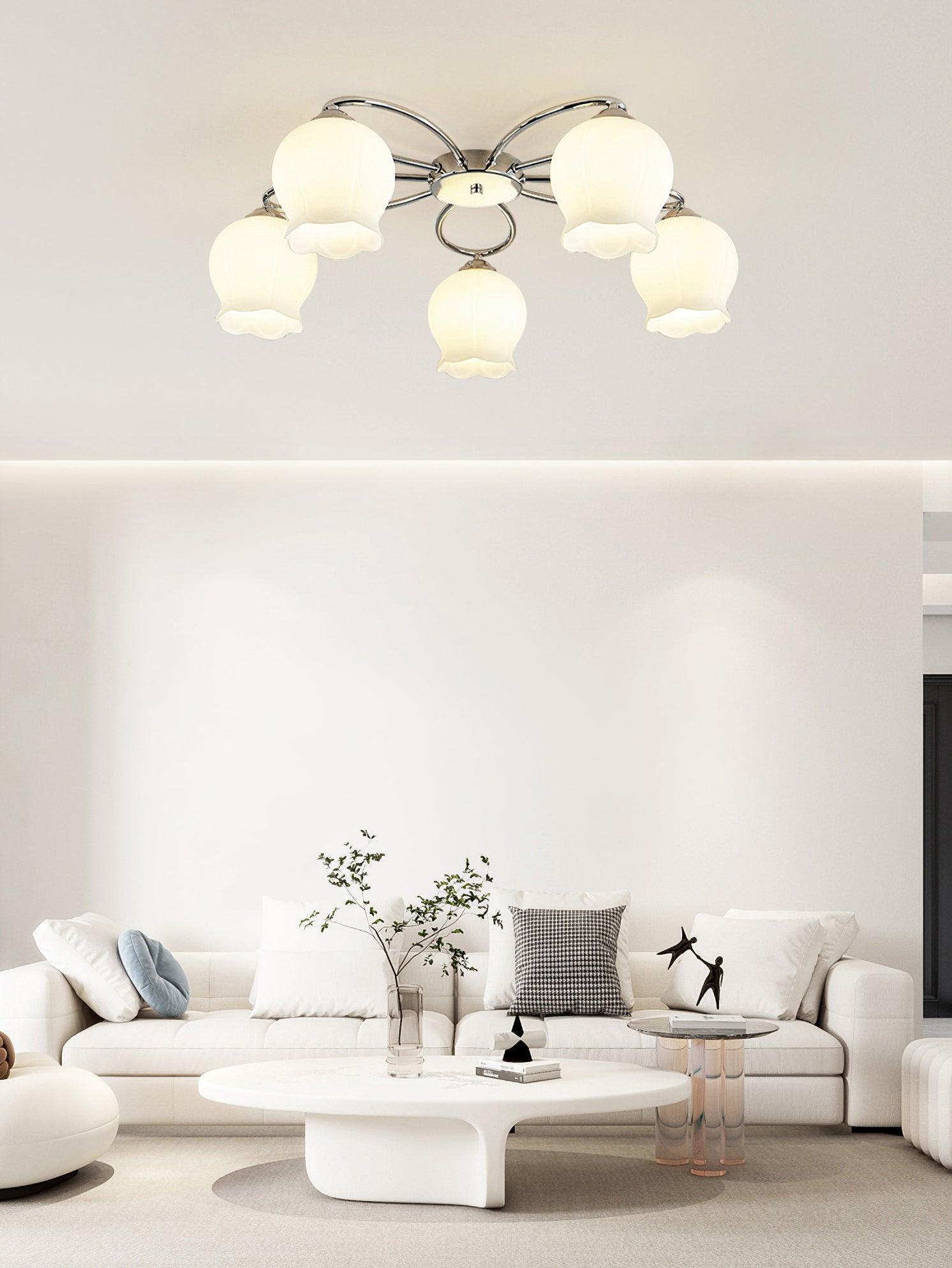 Oldore Premium Elegance Floral Glass Ceiling Lamp-Neutral Decor